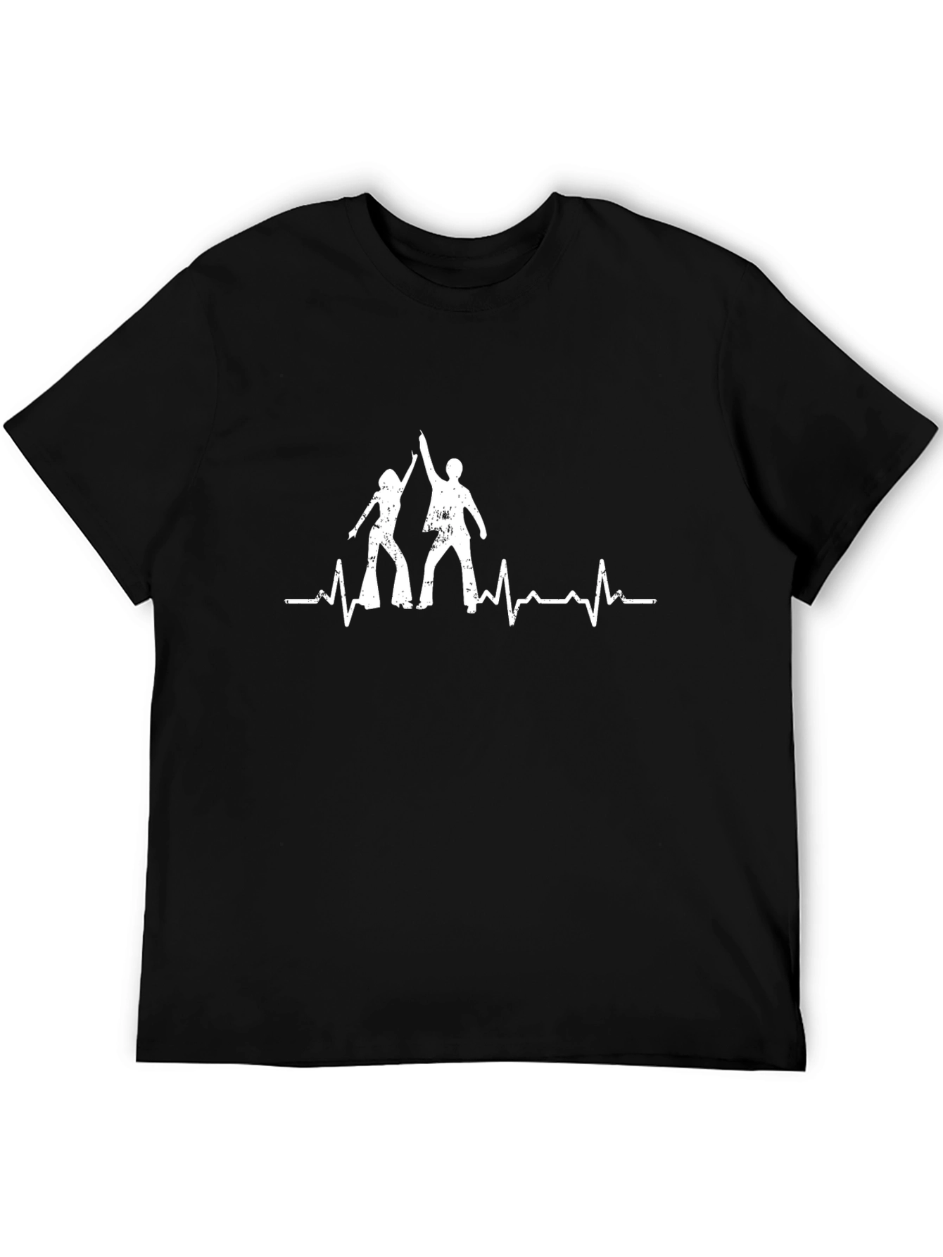 Dancing Heartbeat Graphic Tee - Black Cotton T-Shirt