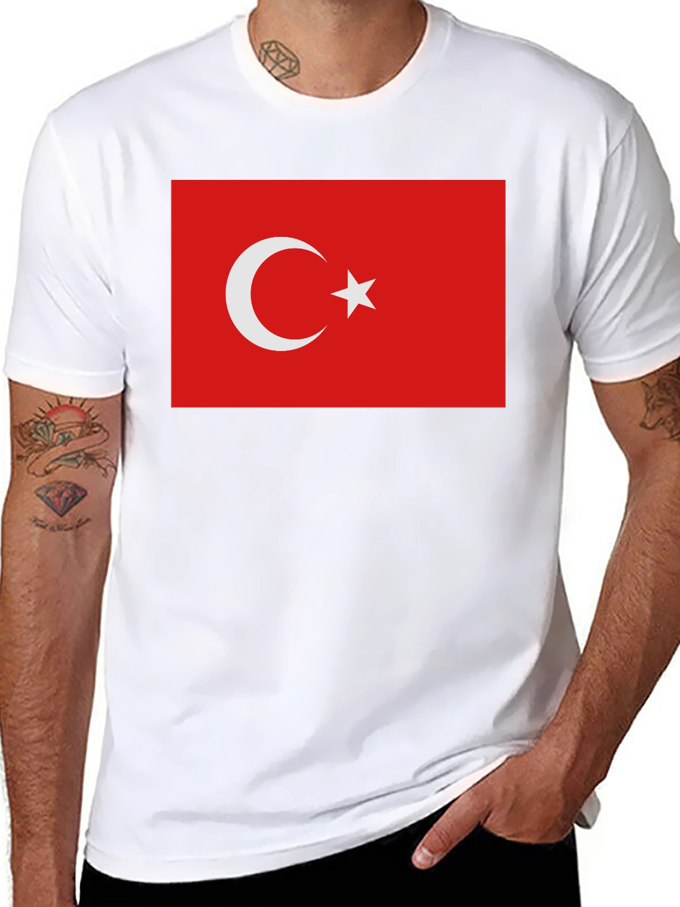 Turkey Flag Graphic Tee - Black Cotton T-Shirt