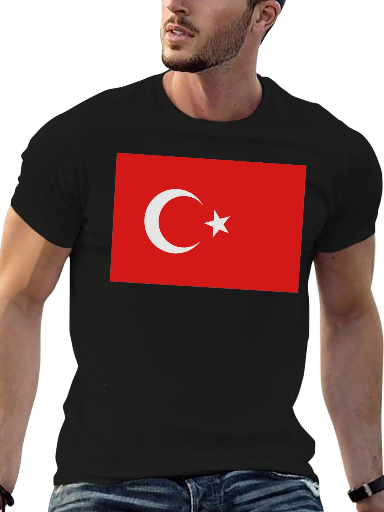 Turkey Flag Graphic Tee - Black Cotton T-Shirt