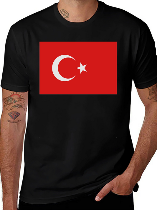 Turkey Flag Graphic Tee - Black Cotton T-Shirt
