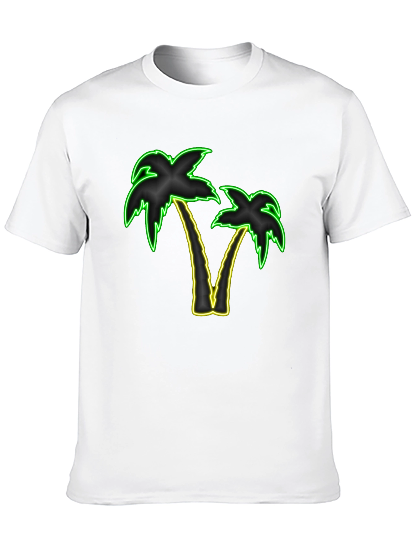 Neon Palm Trees Graphic Tee - Black T-Shirt