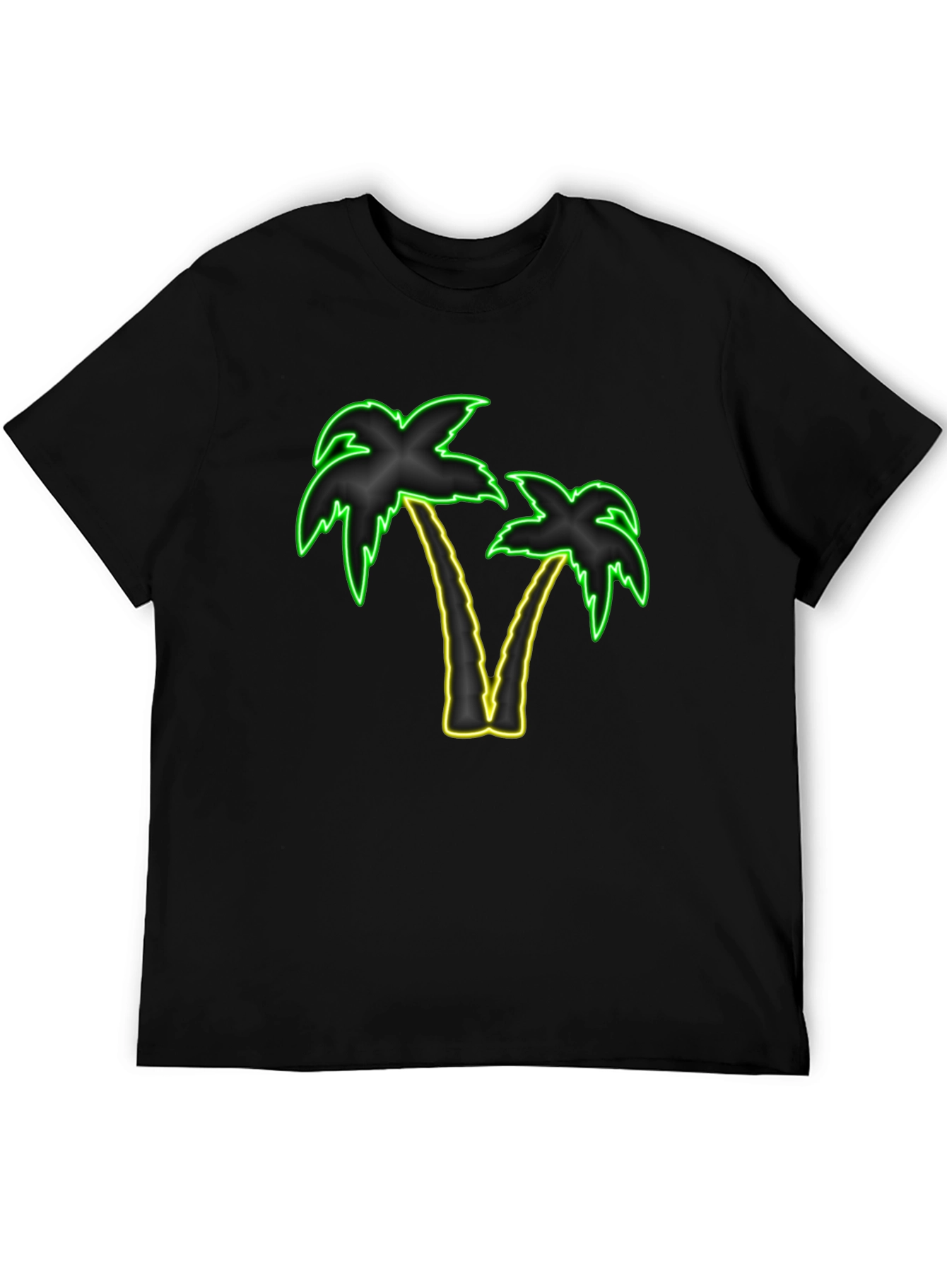 Neon Palm Trees Graphic Tee - Black T-Shirt