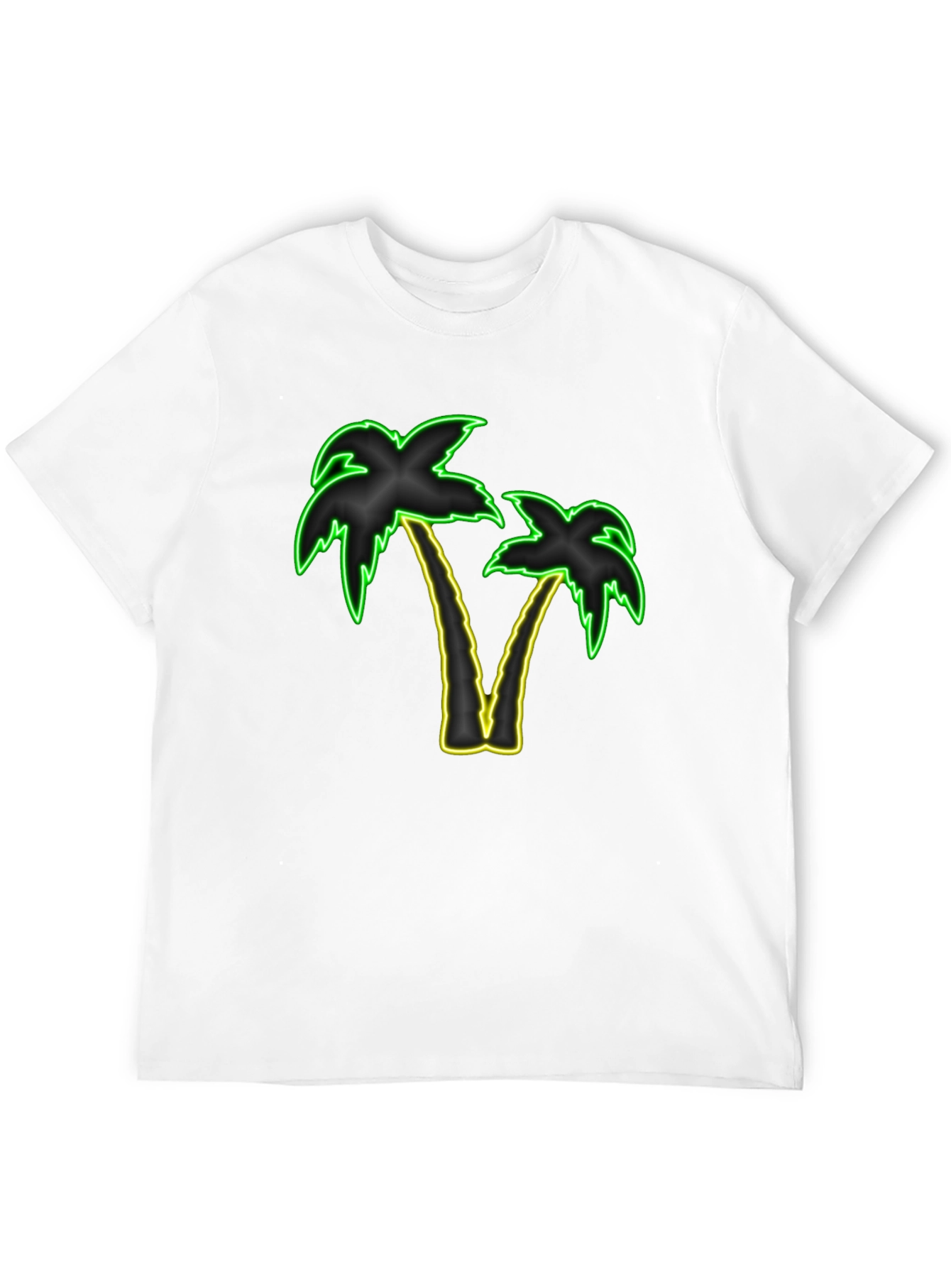 Neon Palm Trees Graphic Tee - Black T-Shirt