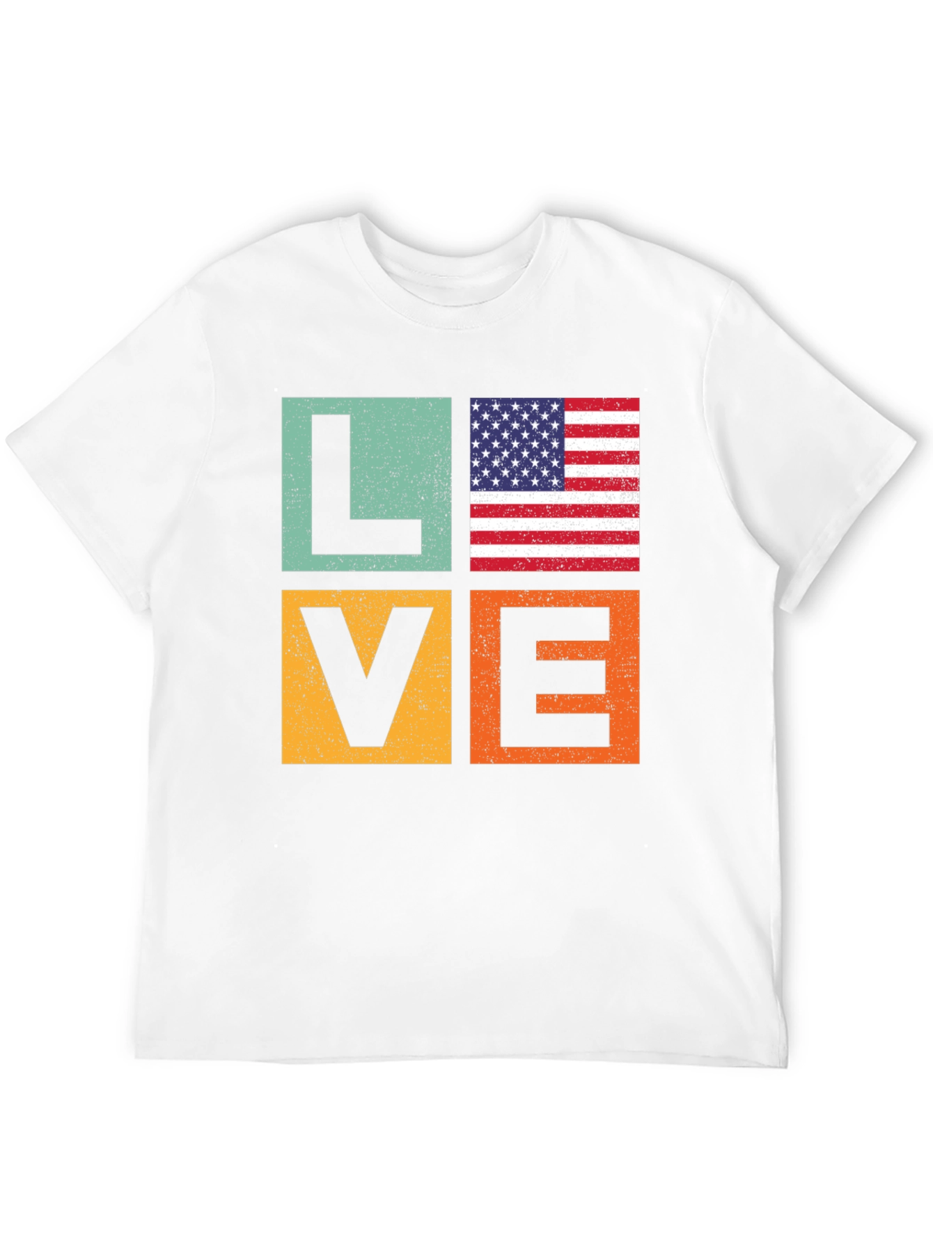 Patriotic LOVE T-Shirt - USA Flag Graphic Tee