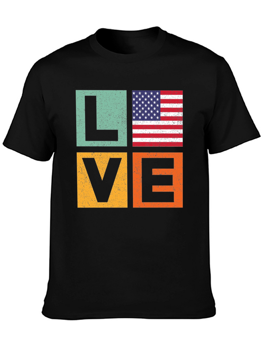 Patriotic LOVE T-Shirt - USA Flag Graphic Tee