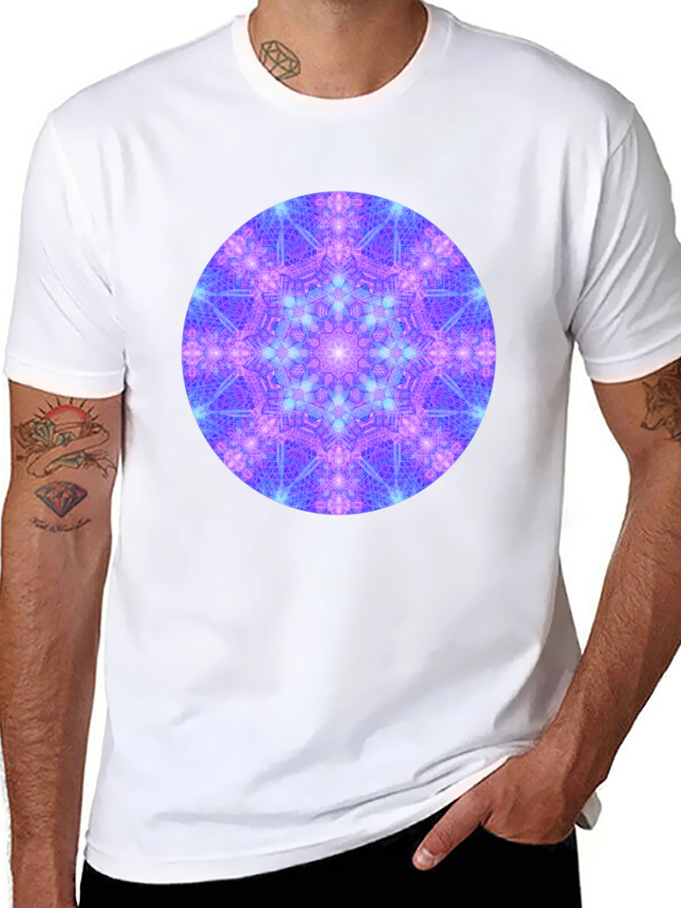Geometric Mandala Design Black T-Shirt