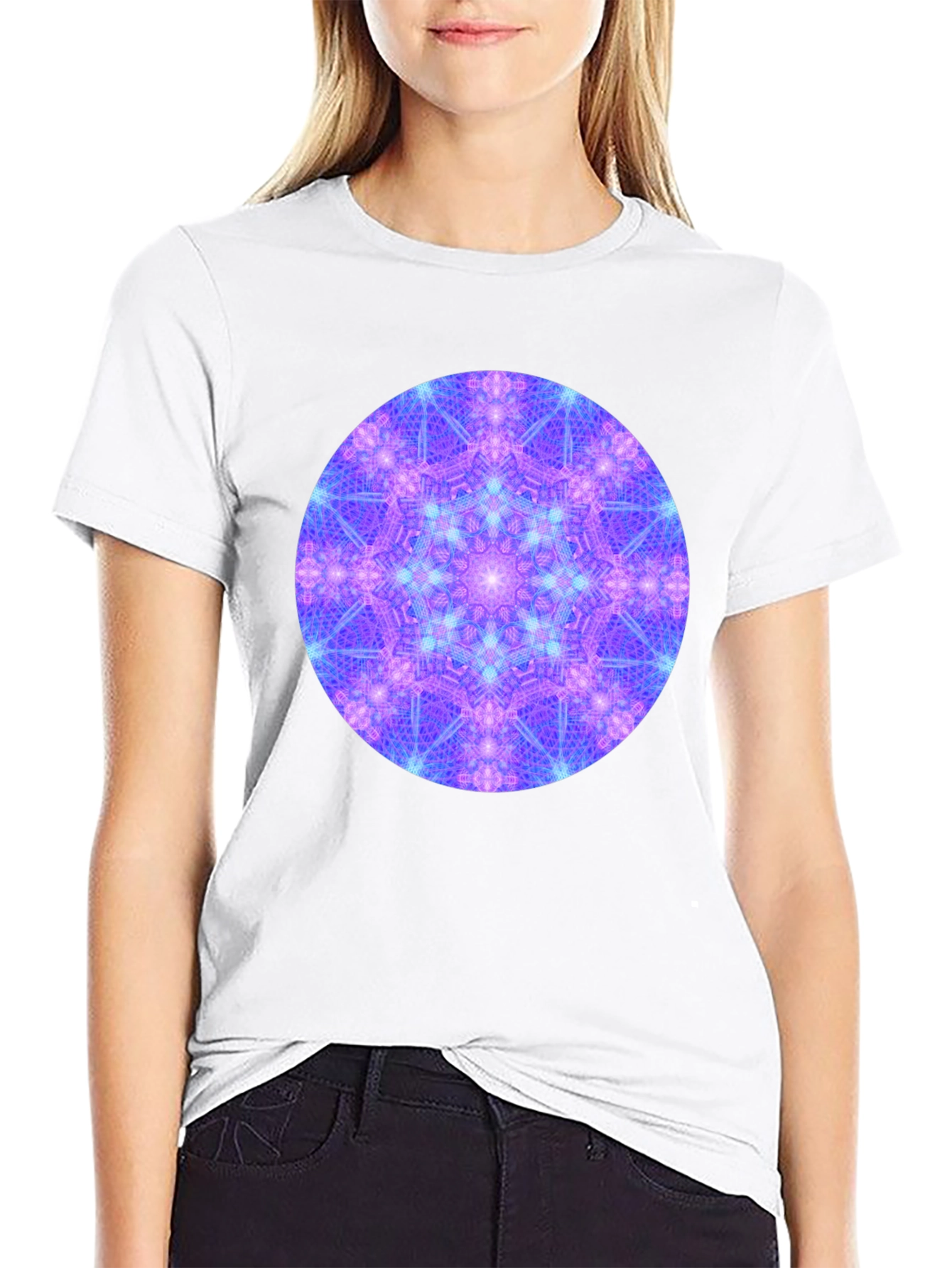 Geometric Mandala Design Black T-Shirt