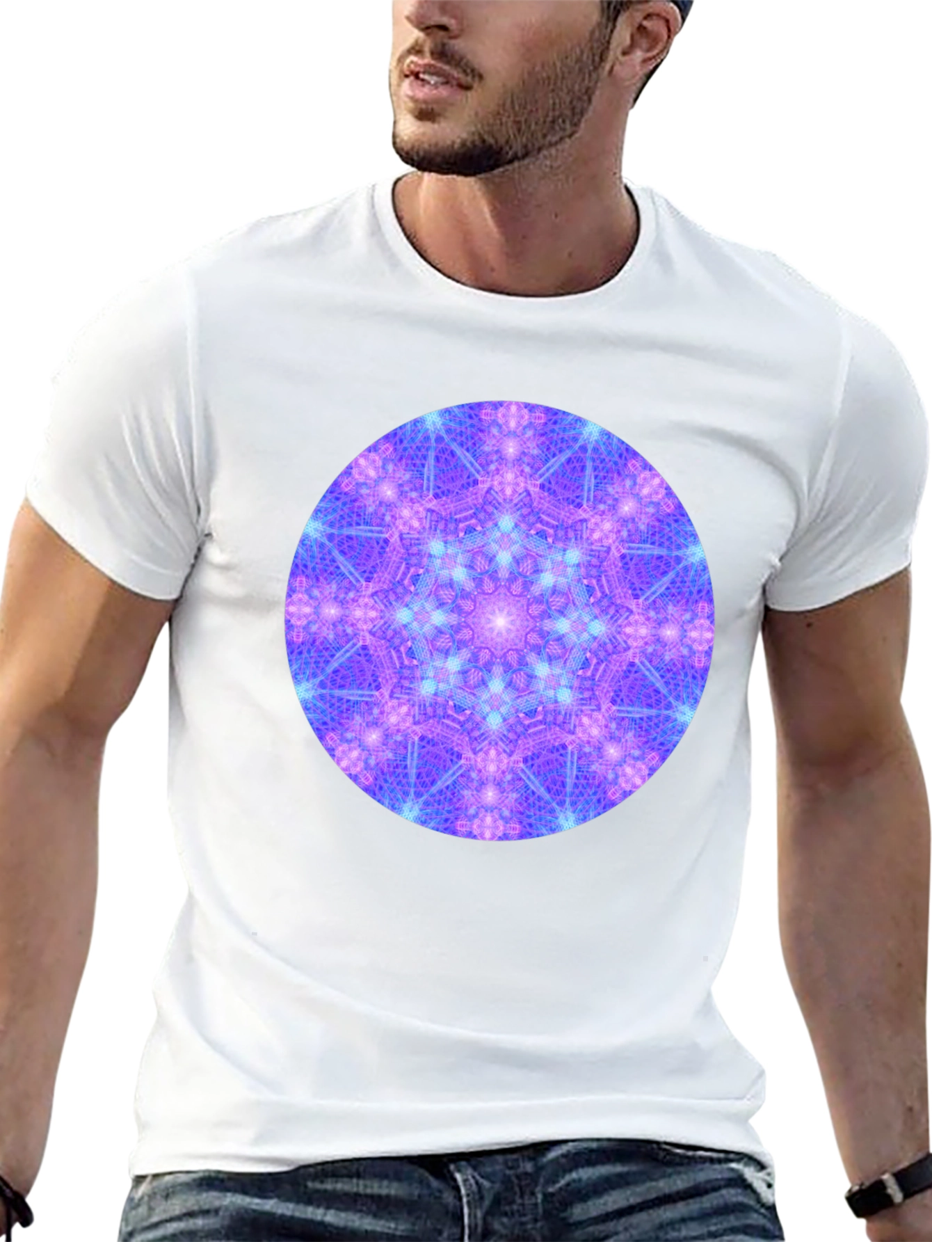 Geometric Mandala Design Black T-Shirt