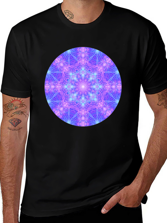 Geometric Mandala Design Black T-Shirt