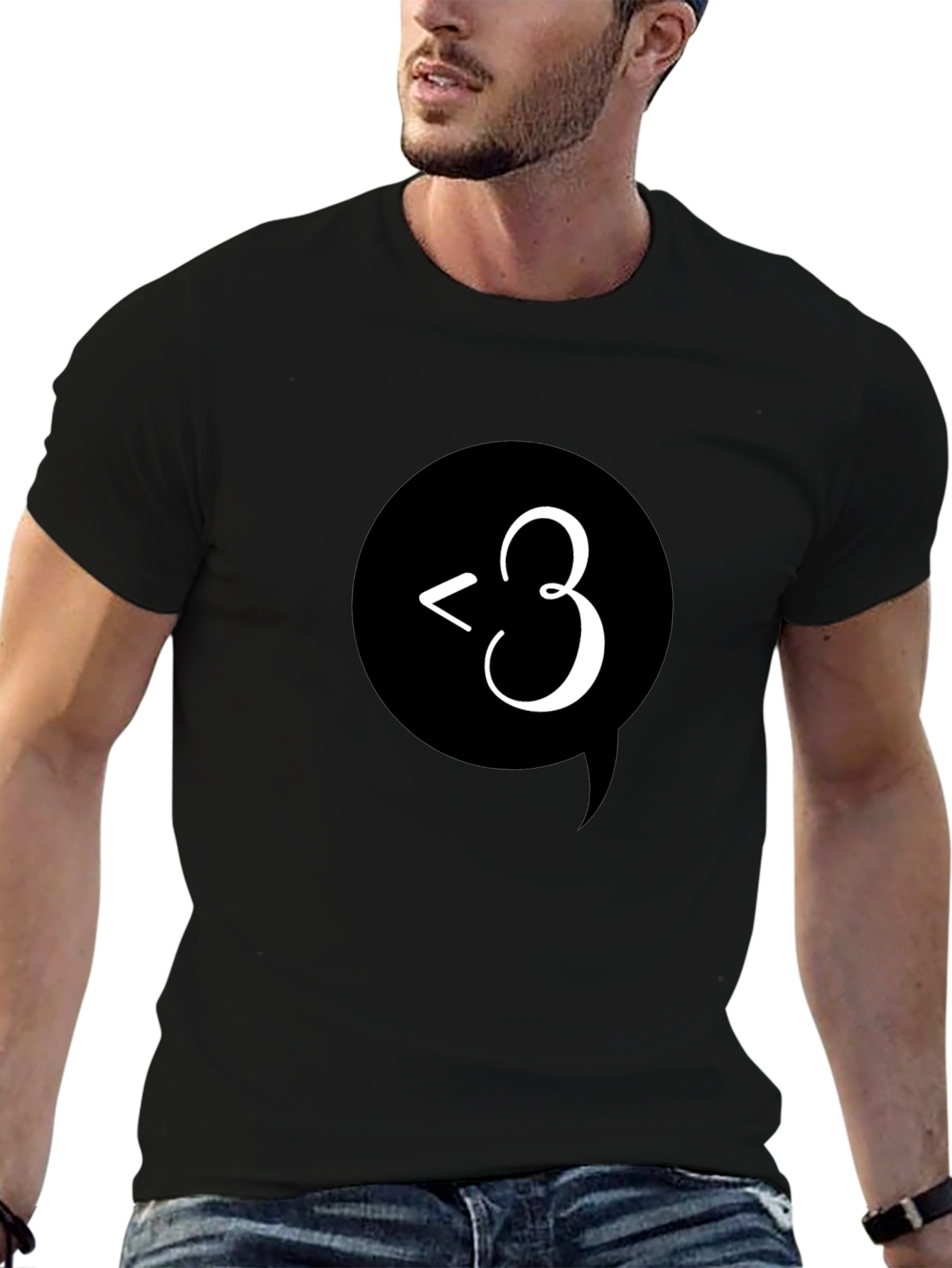 Black T-Shirt with Emoticon Design