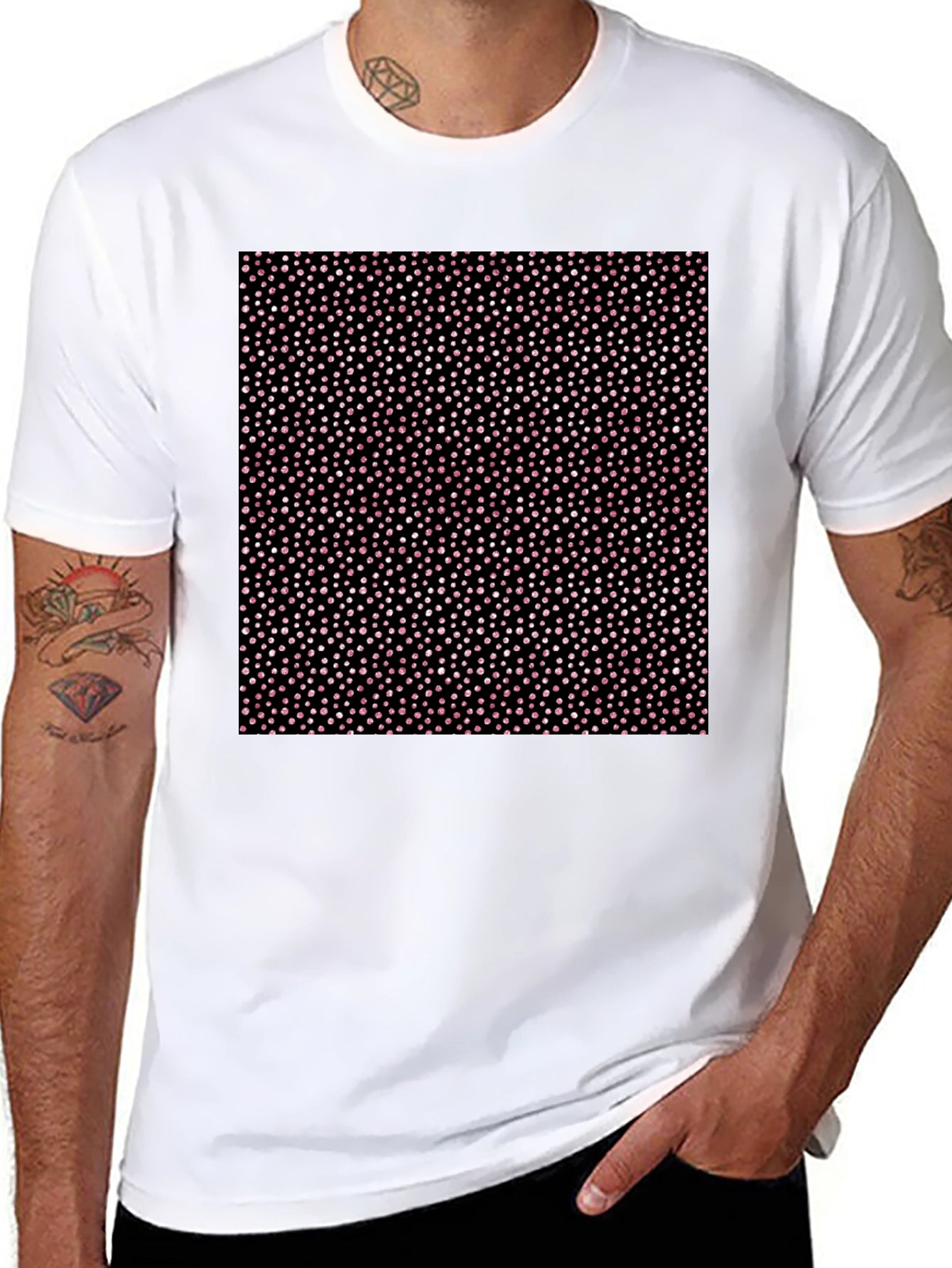 Polka Dot Print Black Crew Neck T-Shirt