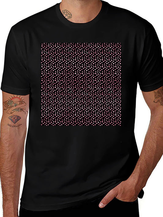 Polka Dot Print Black Crew Neck T-Shirt