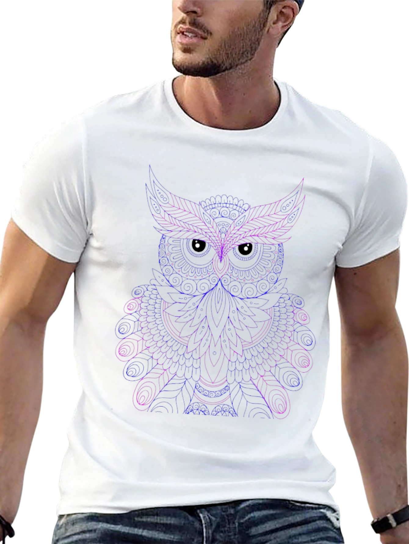 Owl Graphic Print Crew Neck T-Shirt