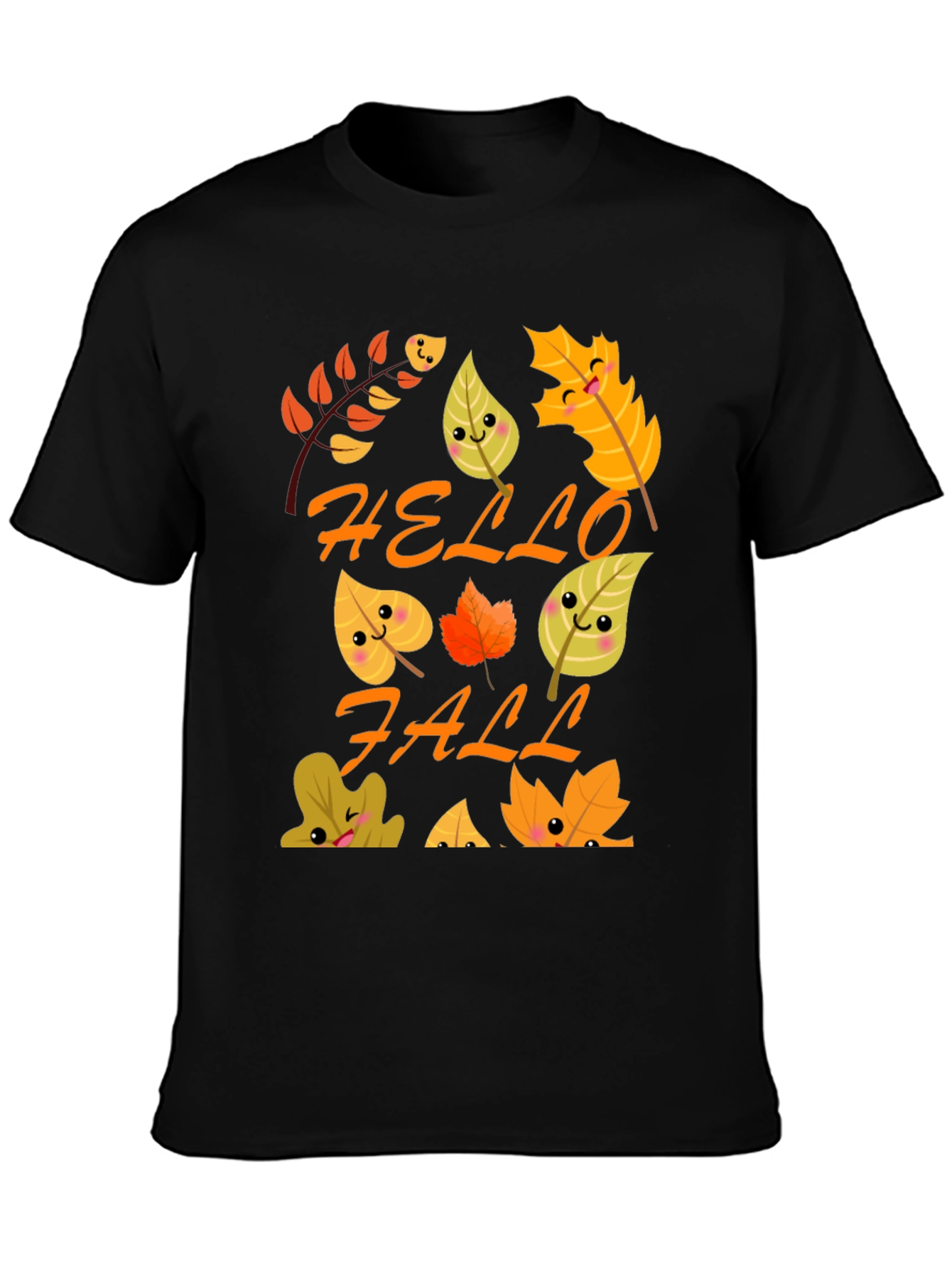 Hello Fall T-Shirt - Cute Autumn Leaves Graphic Tee
