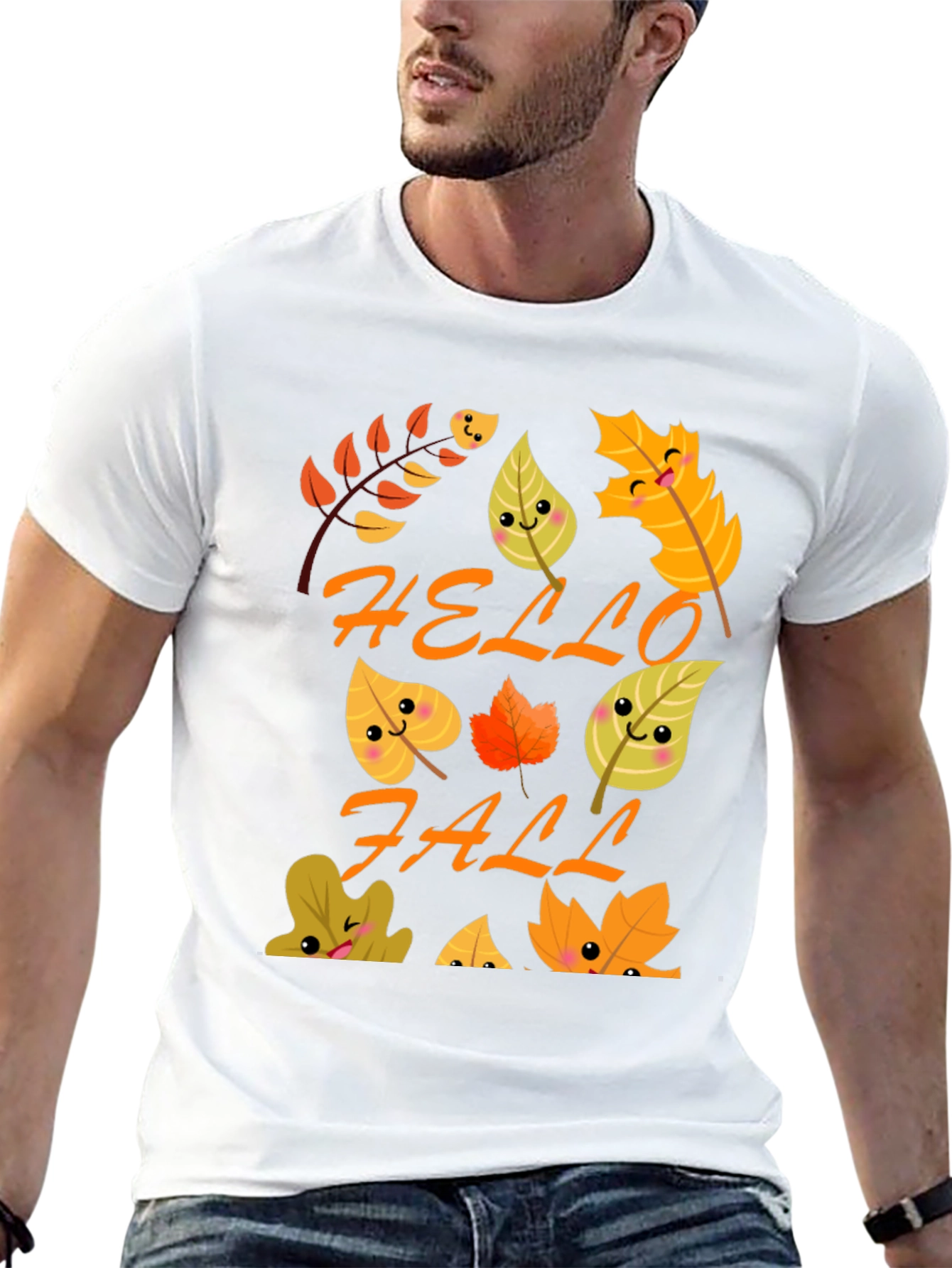 Hello Fall T-Shirt - Cute Autumn Leaves Graphic Tee