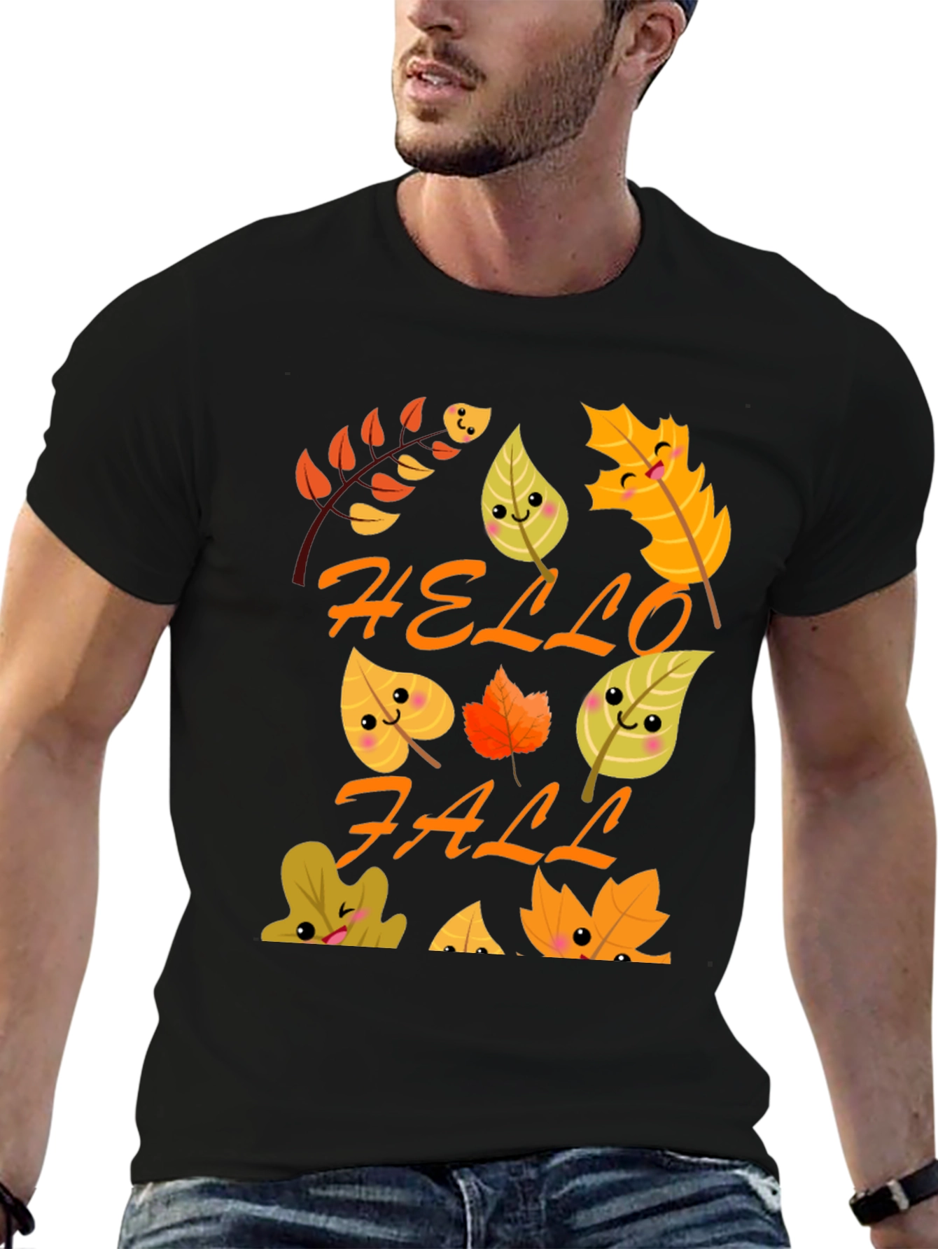 Hello Fall T-Shirt - Cute Autumn Leaves Graphic Tee