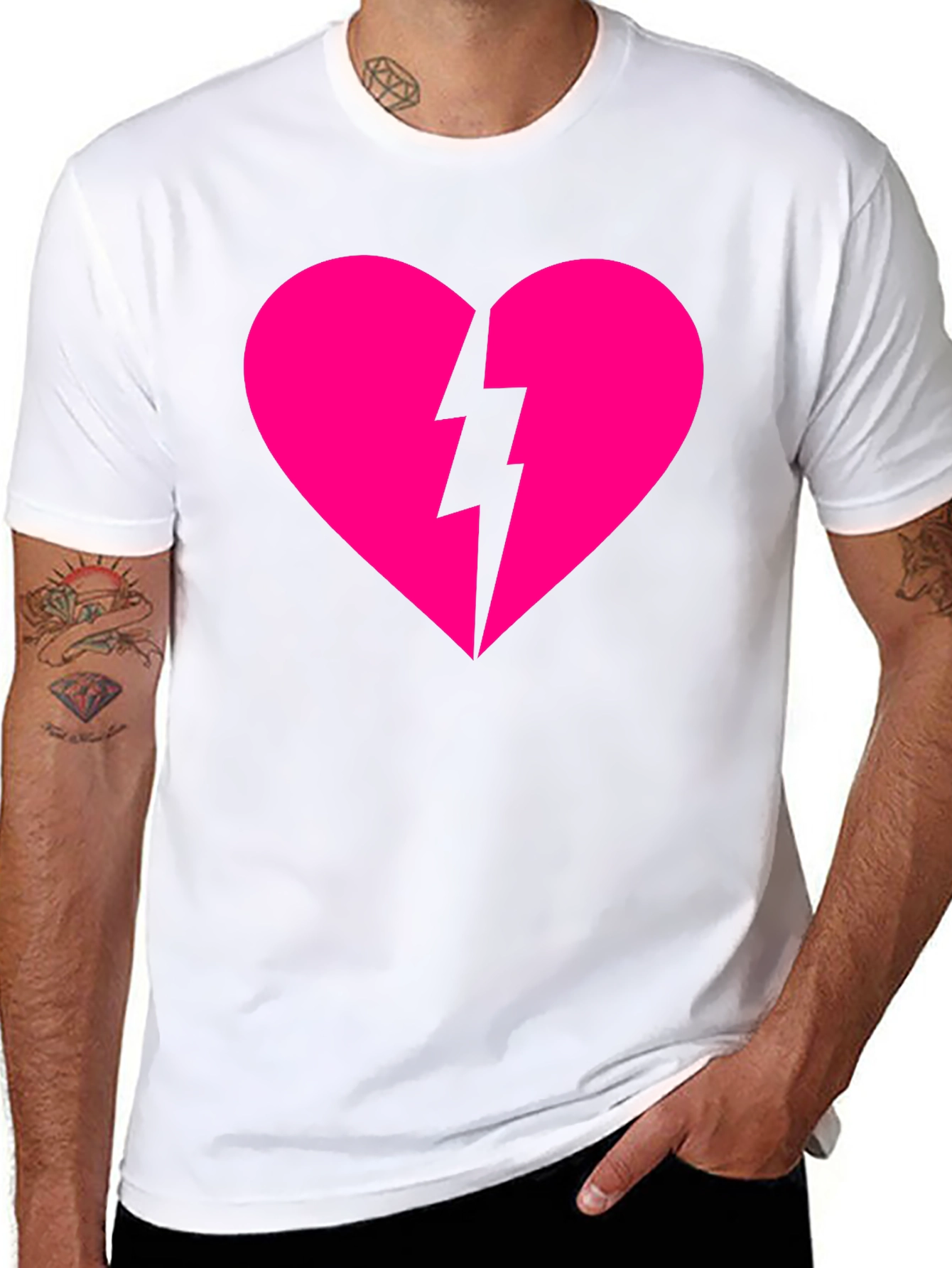 Heartbreaker T-Shirt: Pink Heart with Lightning Bolt