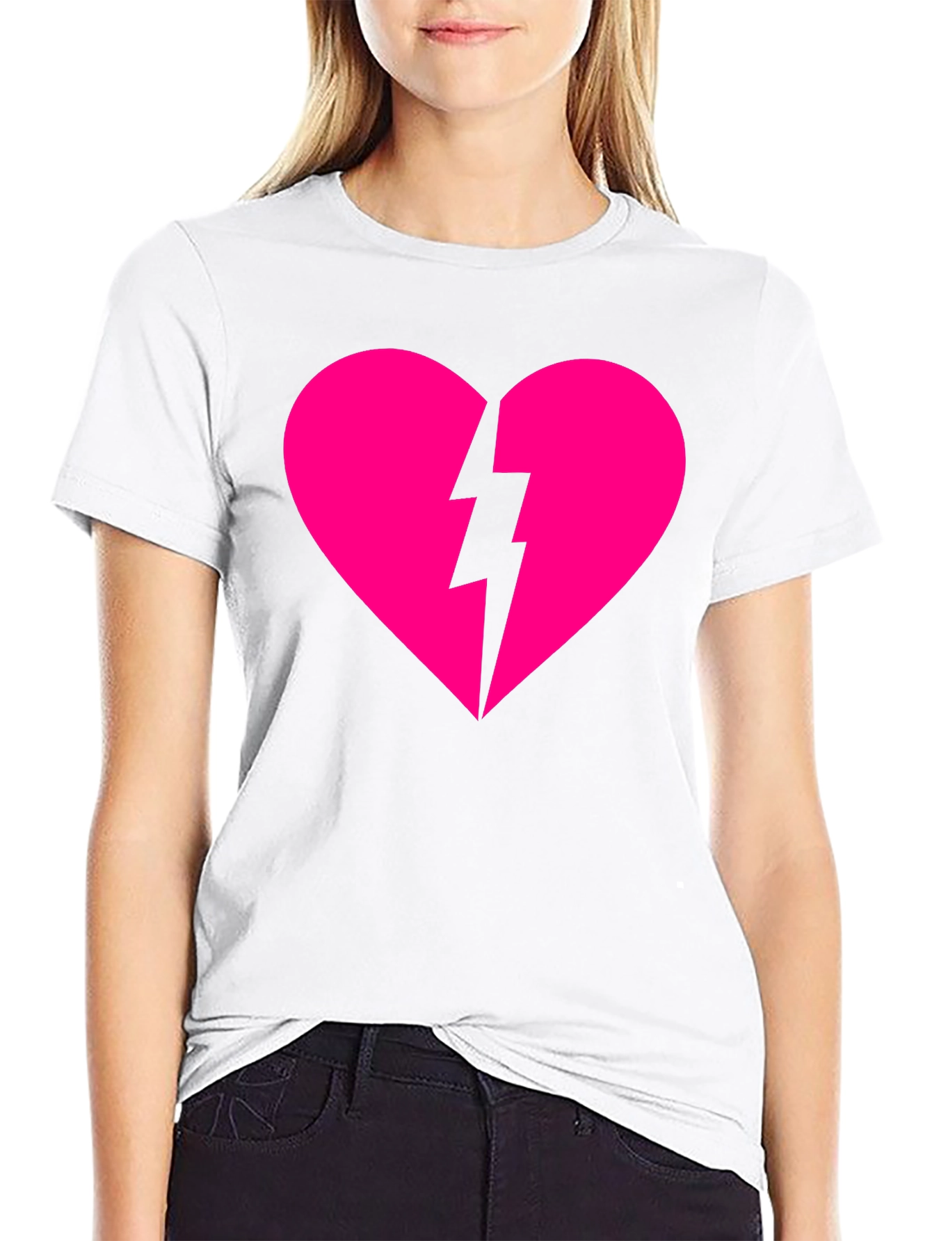 Heartbreaker T-Shirt: Pink Heart with Lightning Bolt