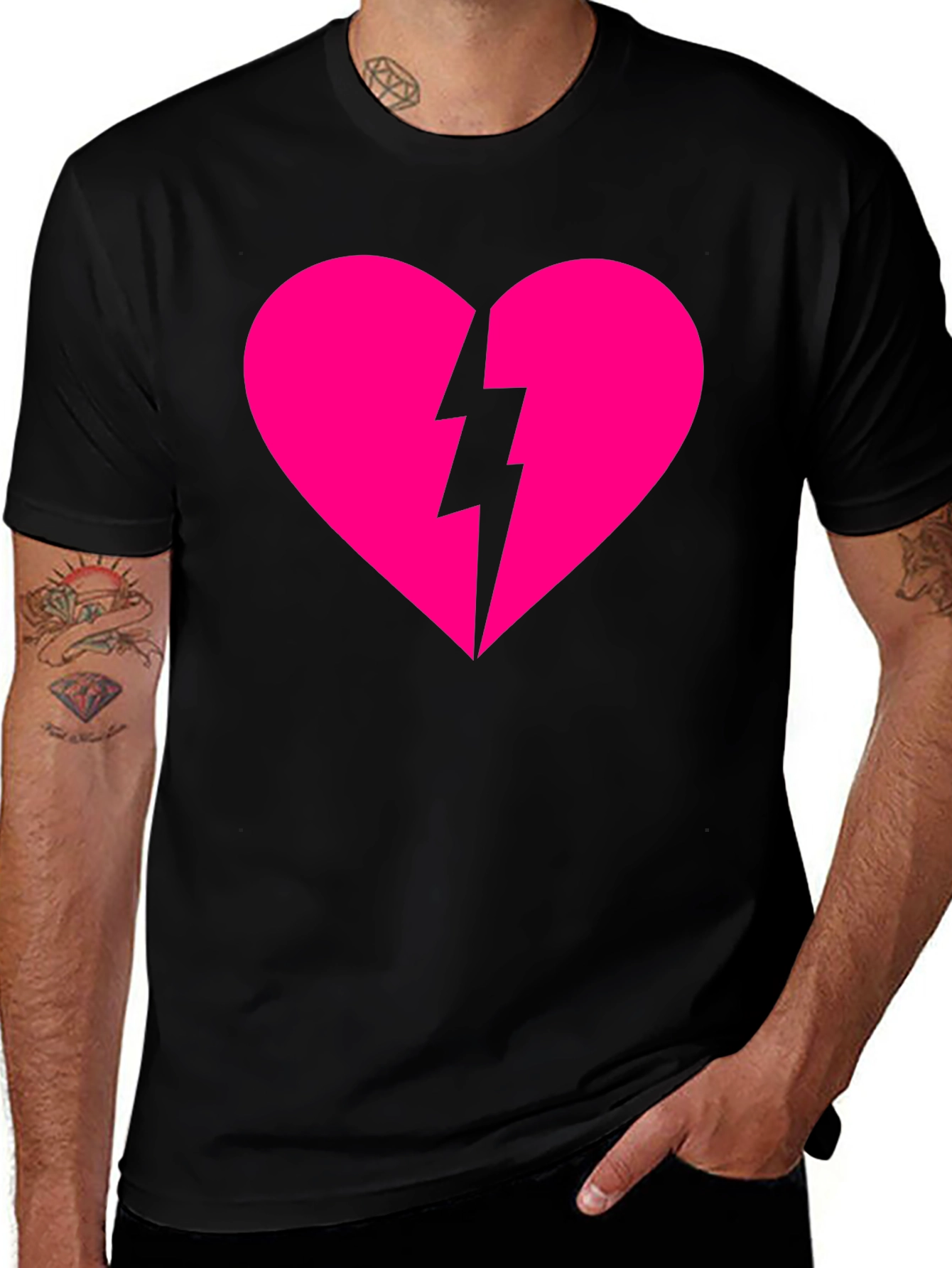 Heartbreaker T-Shirt: Pink Heart with Lightning Bolt