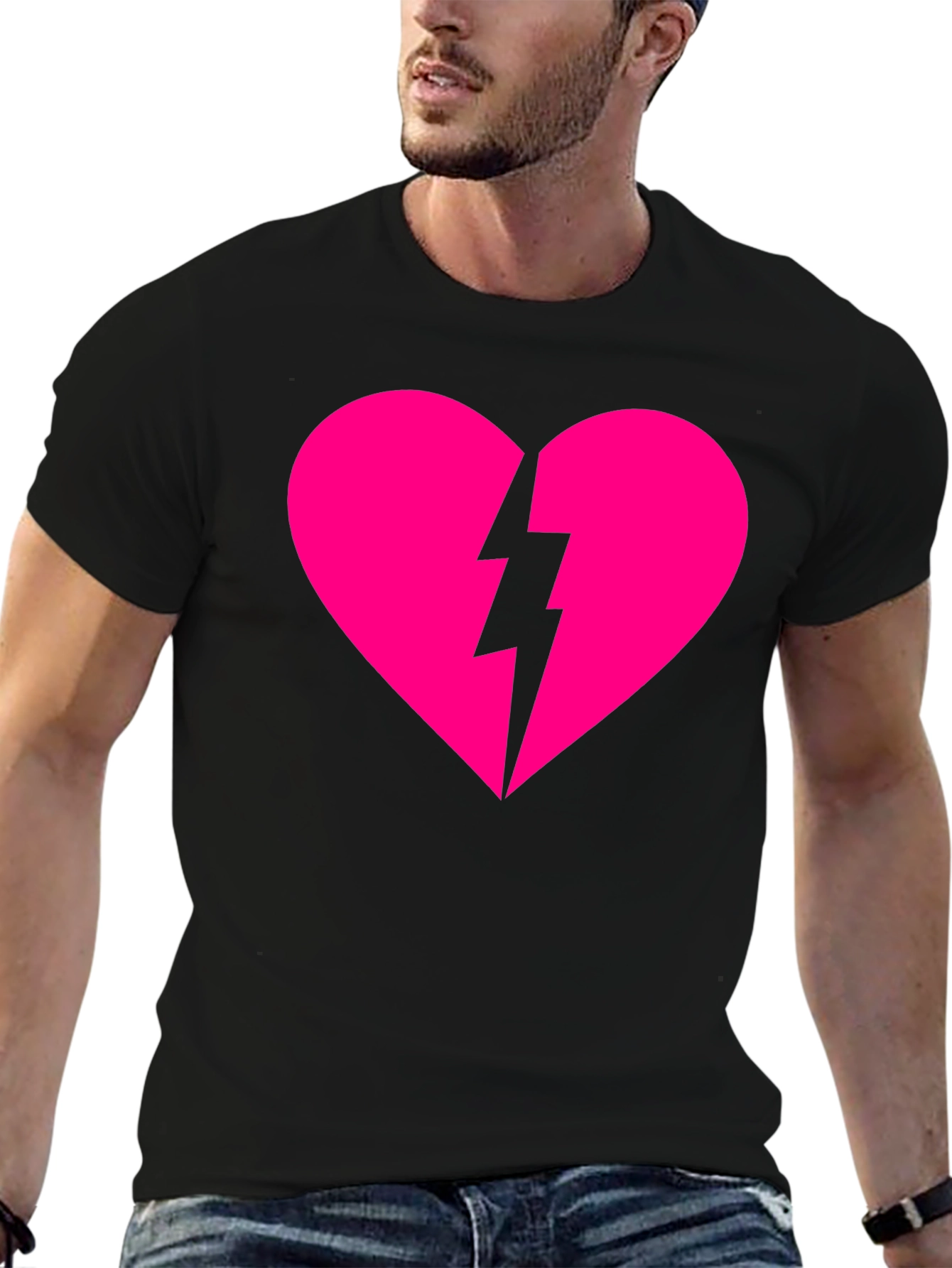 Heartbreaker T-Shirt: Pink Heart with Lightning Bolt