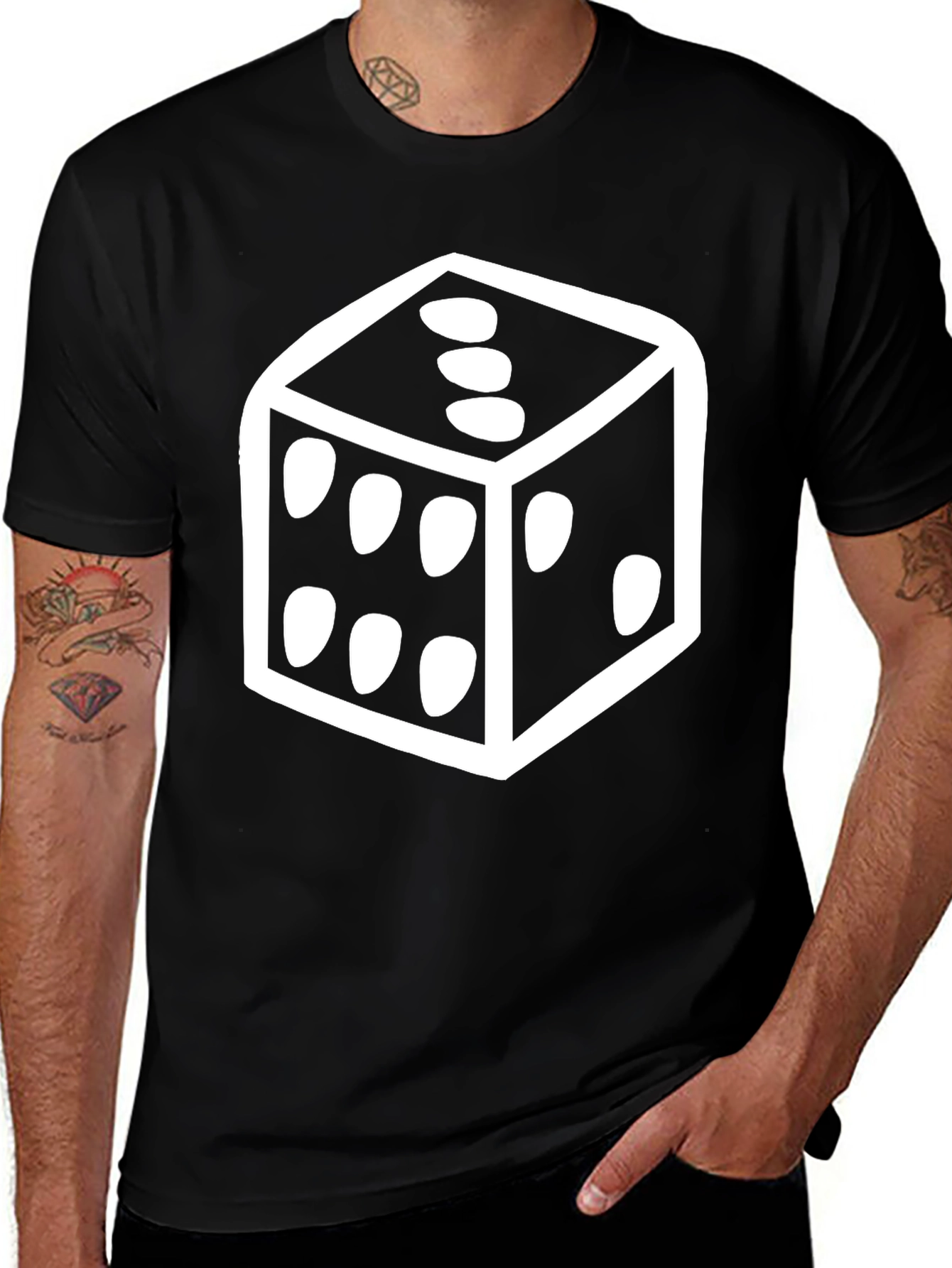 Dice Graphic T-Shirt - Casual Black Tee