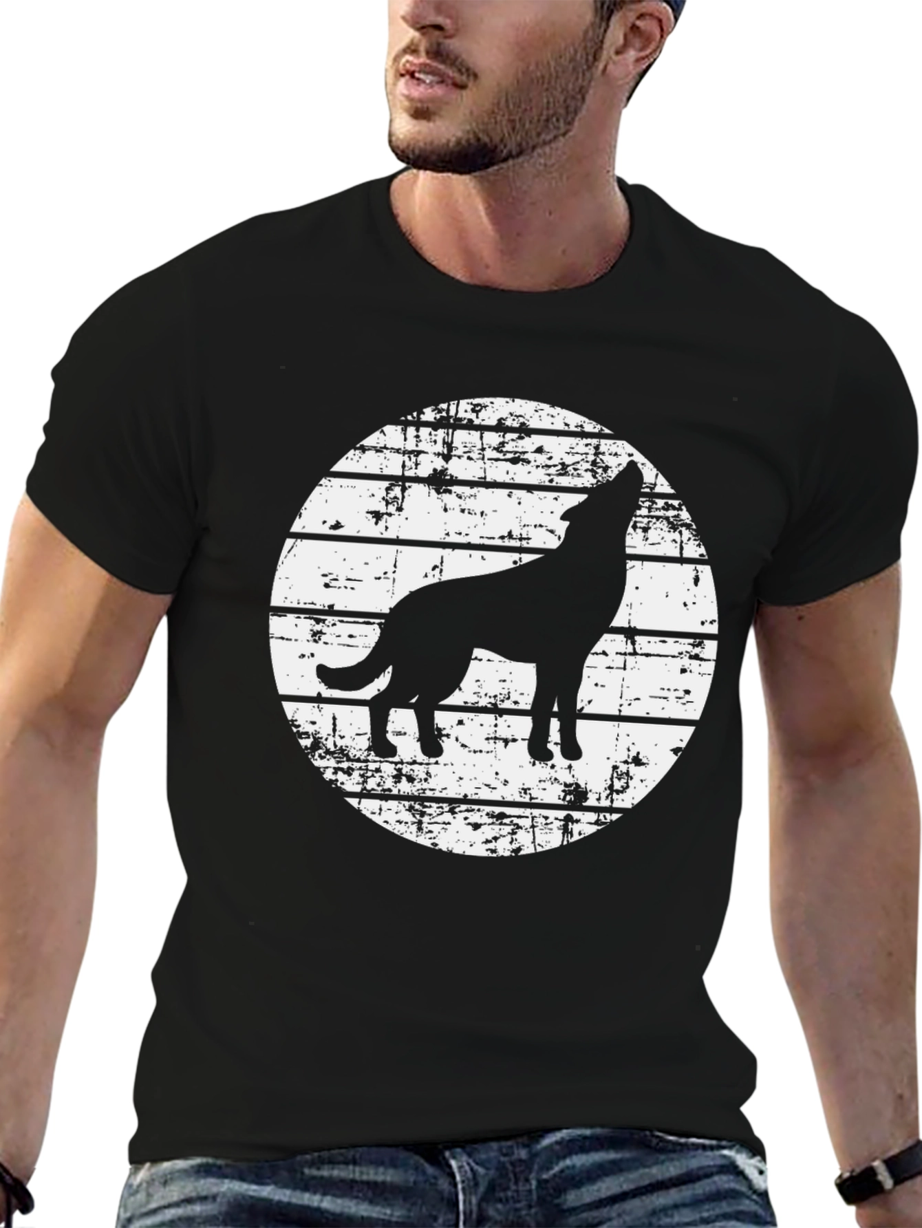 Wolf Silhouette Graphic Tee - Black