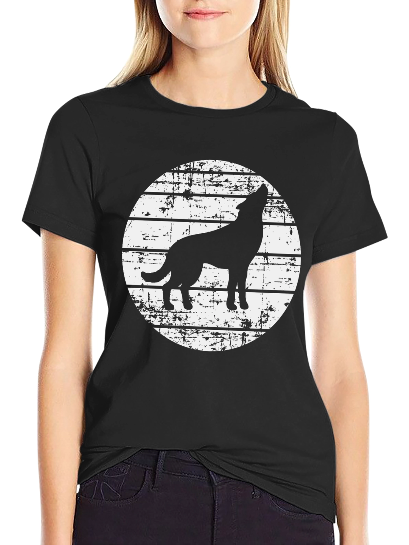 Wolf Silhouette Graphic Tee - Black