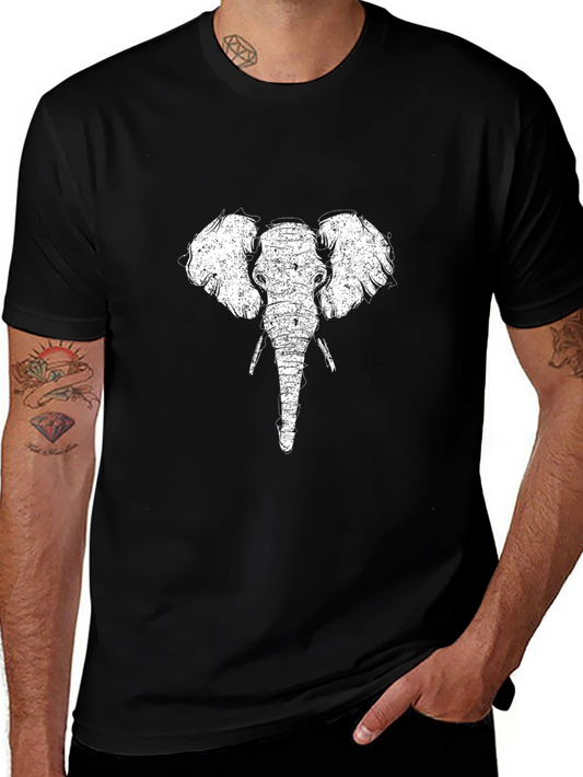 Elephant Graphic Tee - Black Cotton T-Shirt