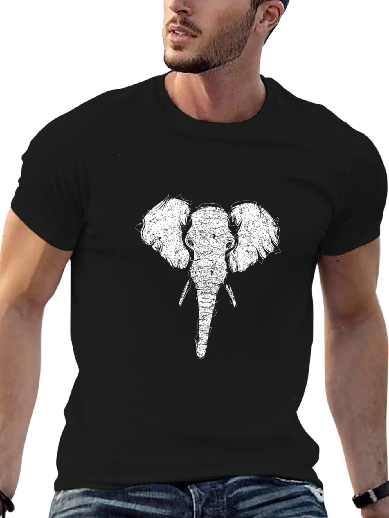 Elephant Graphic Tee - Black Cotton T-Shirt
