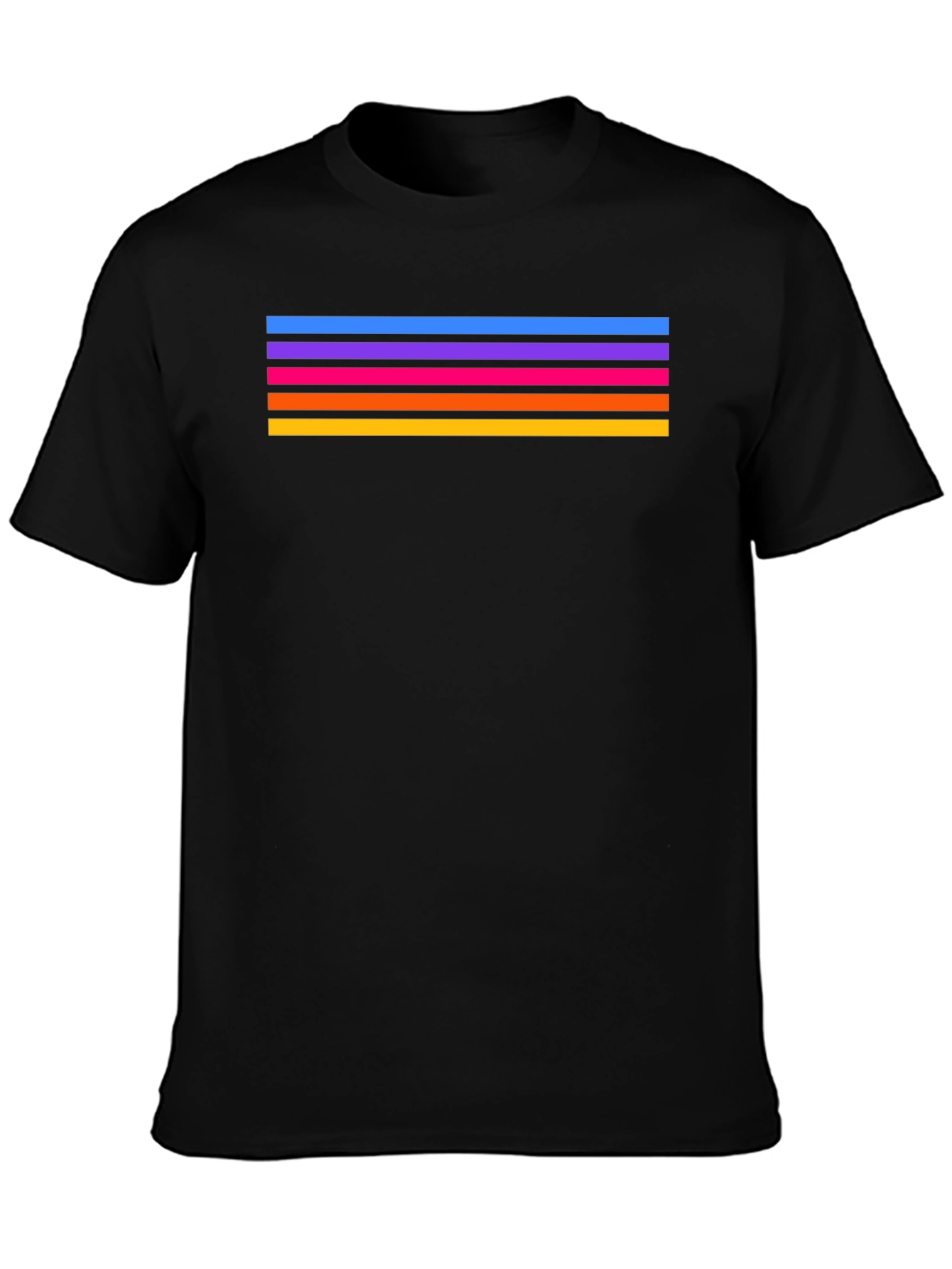 Retro Stripe Tee - Stylish Black T-Shirt