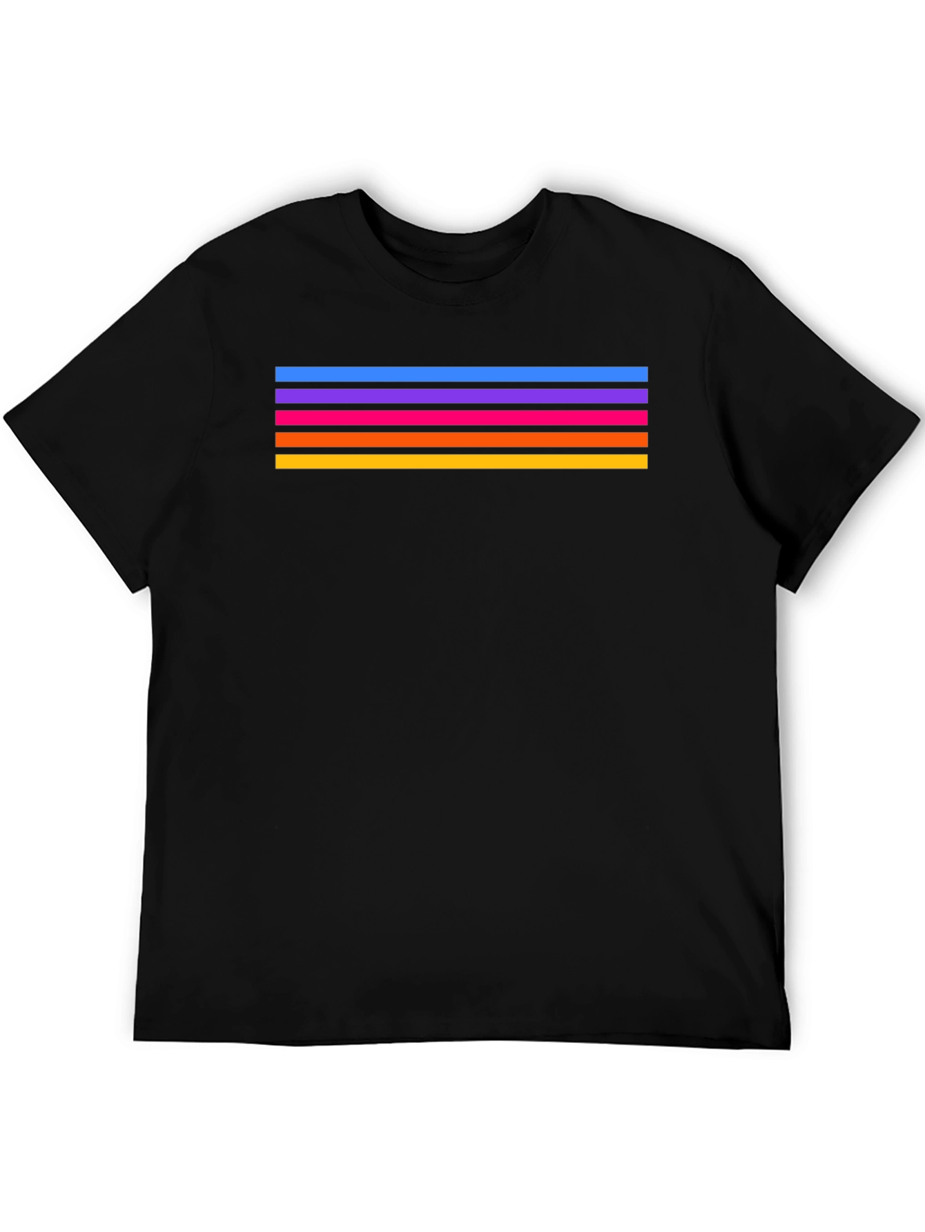 Retro Stripe Tee - Stylish Black T-Shirt