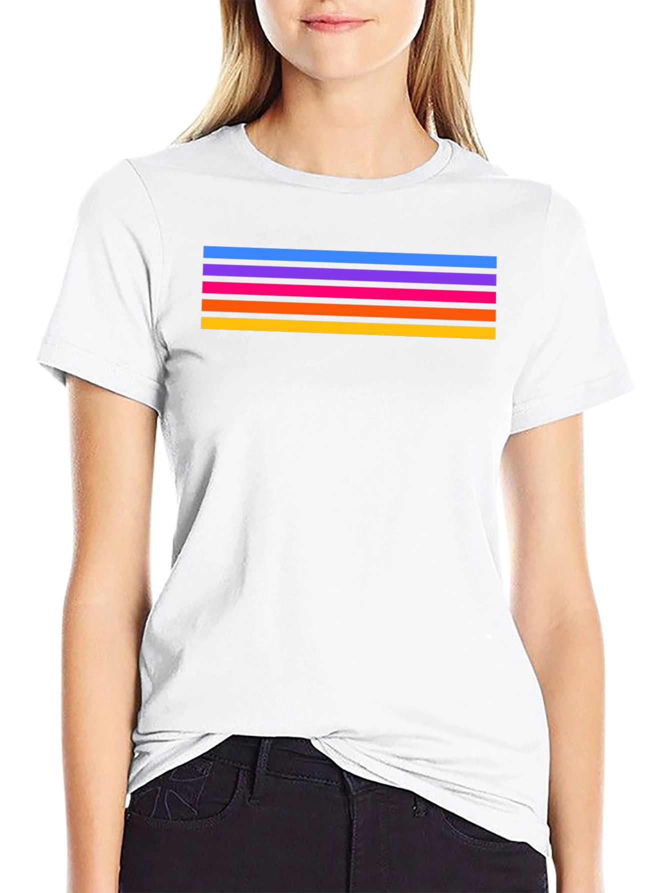 Retro Stripe Tee - Stylish Black T-Shirt