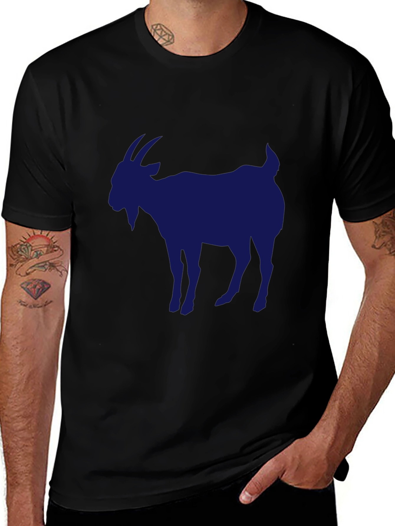 Mens Black Goat Graphic T-Shirt