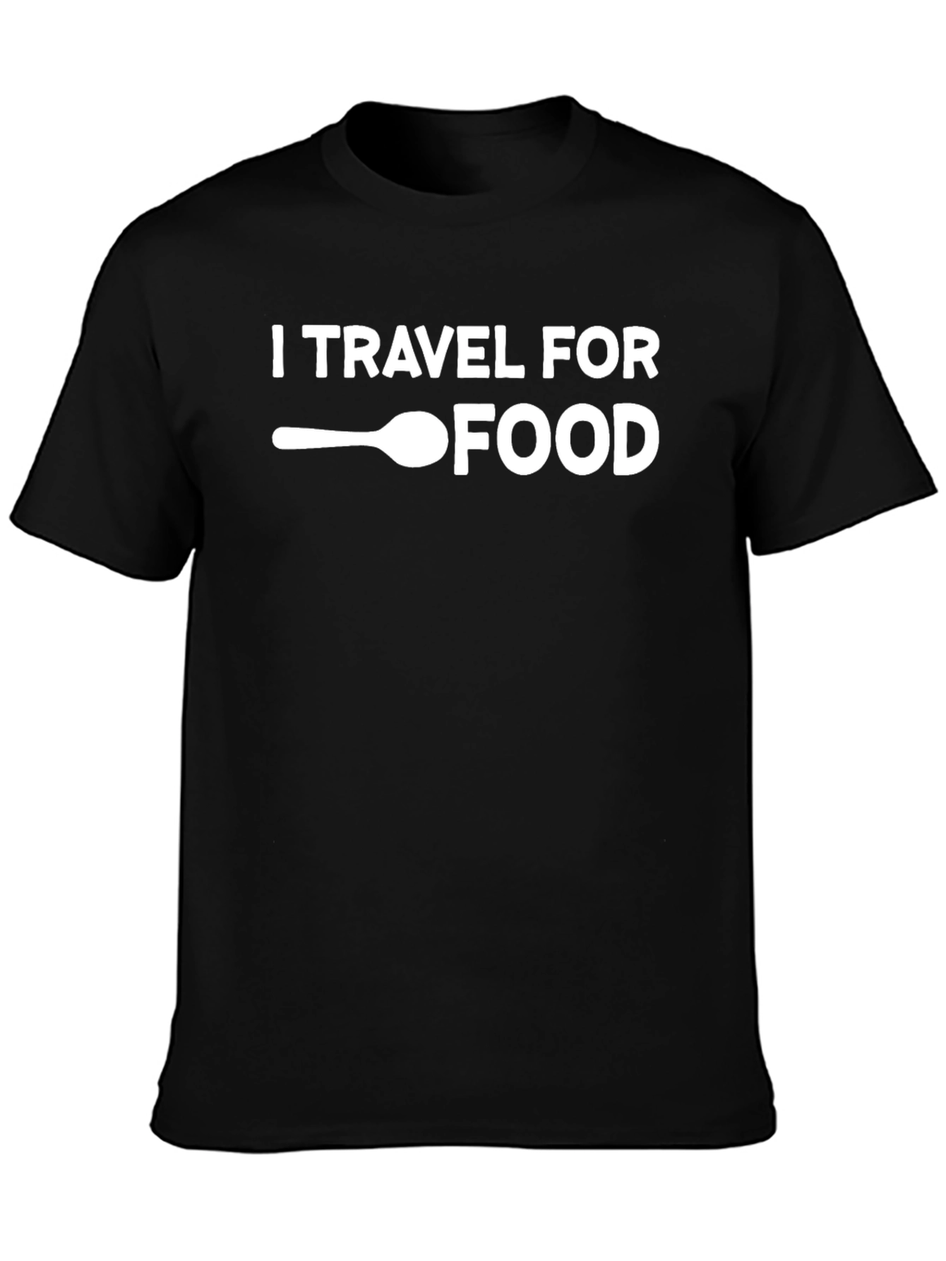 I Travel For Food Black Graphic Tee Shirt