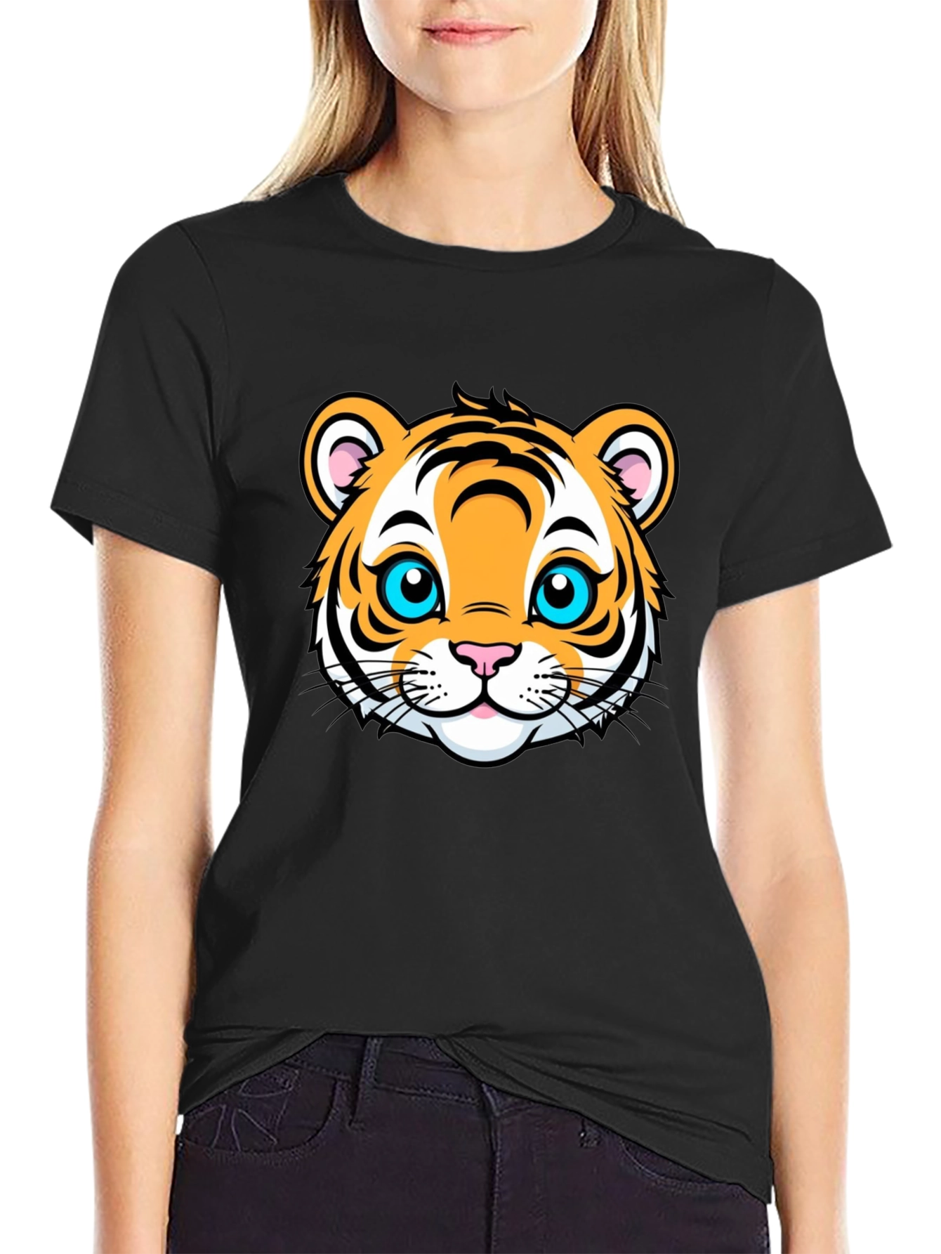 Tiger Face Graphic Black T-Shirt