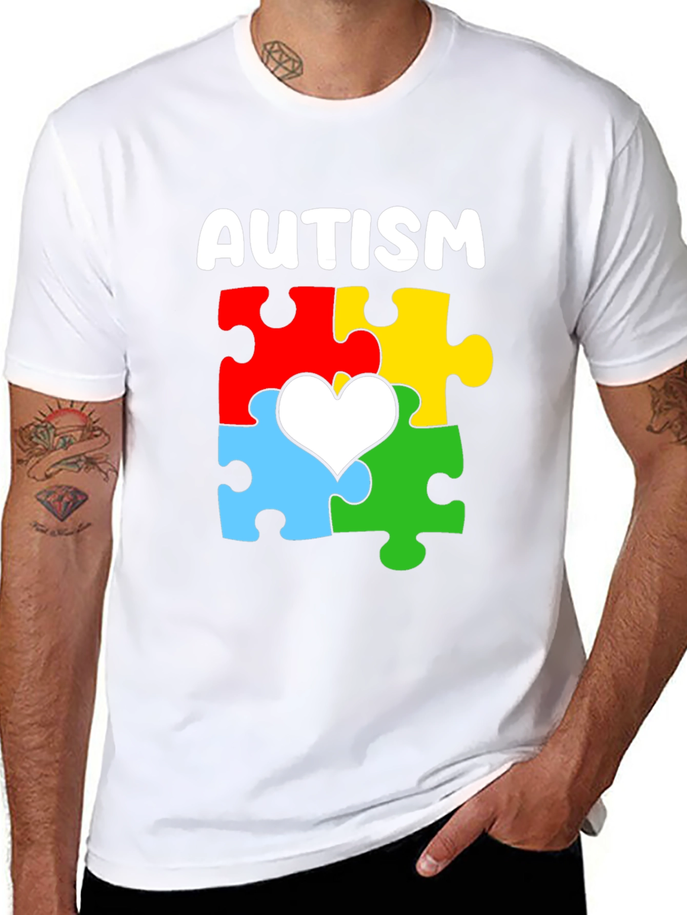 Autism Awareness Puzzle Heart Graphic T-Shirt