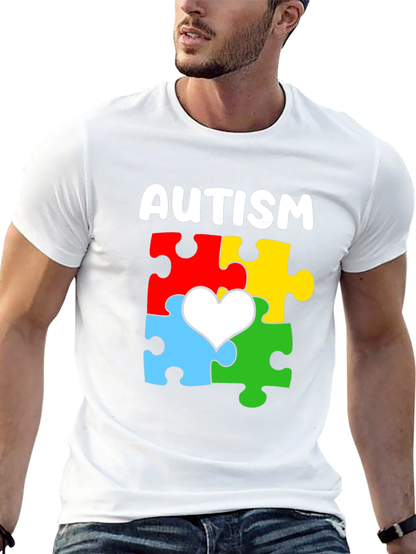 Autism Awareness Puzzle Heart Graphic T-Shirt