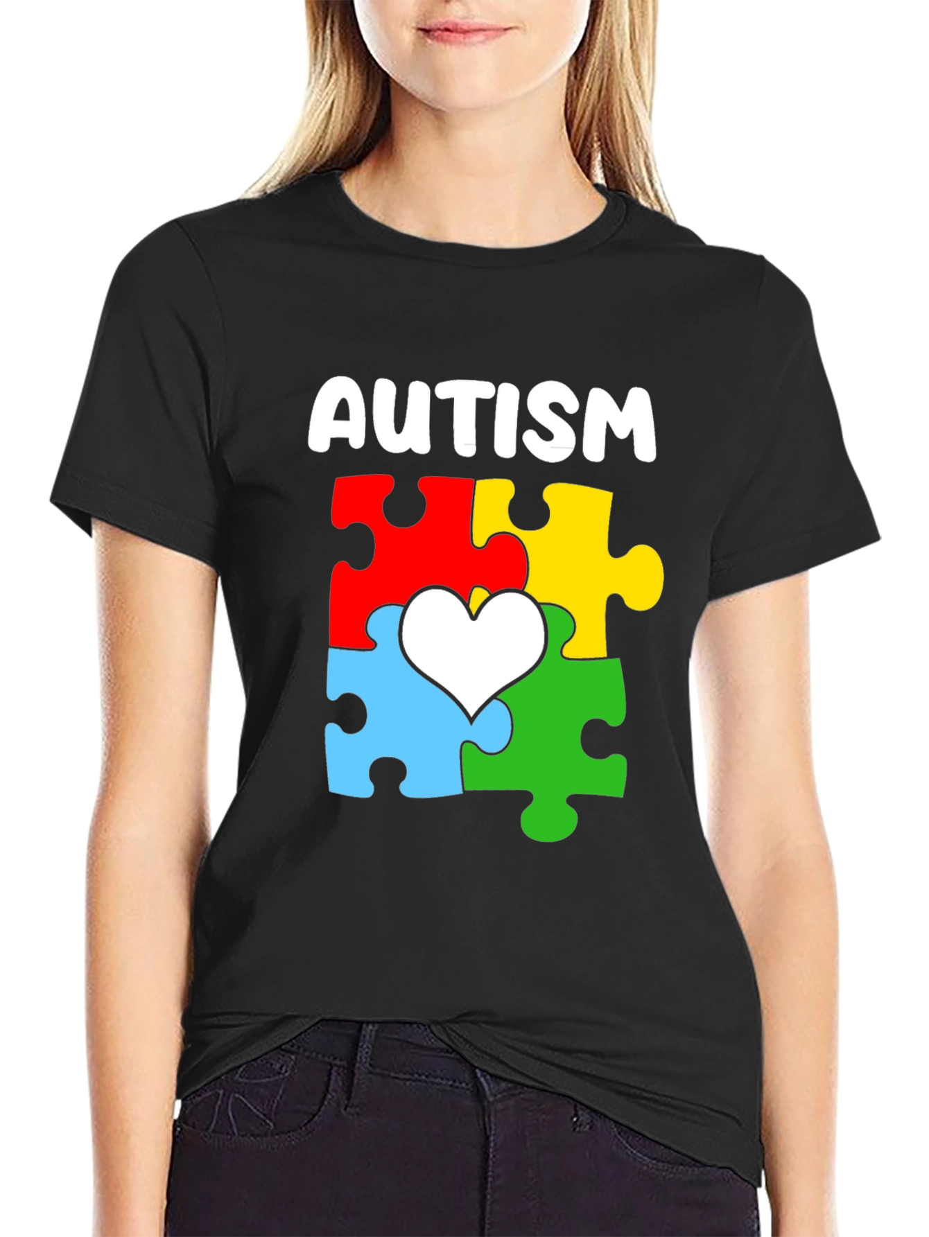 Autism Awareness Puzzle Heart Graphic T-Shirt