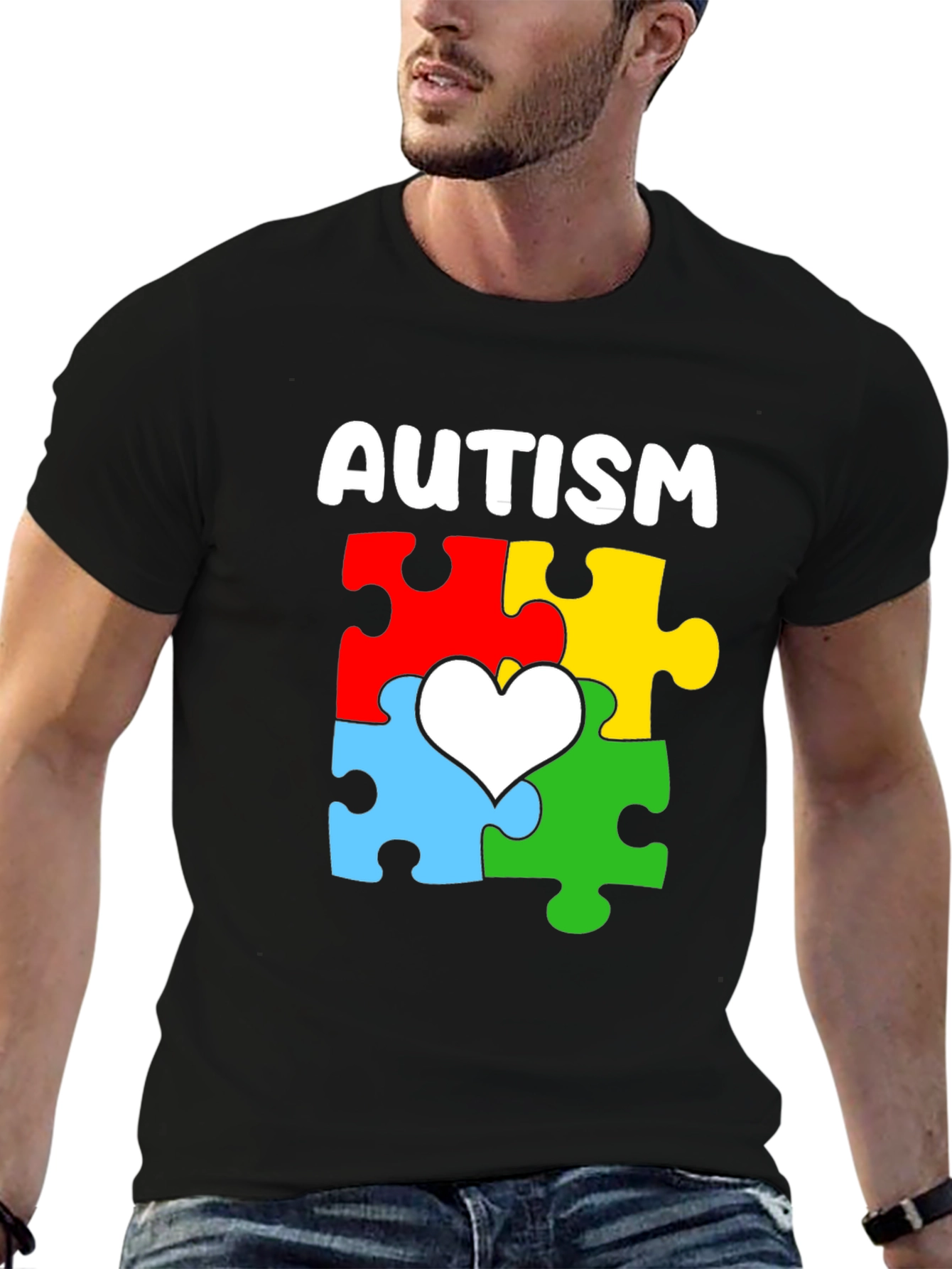 Autism Awareness Puzzle Heart Graphic T-Shirt