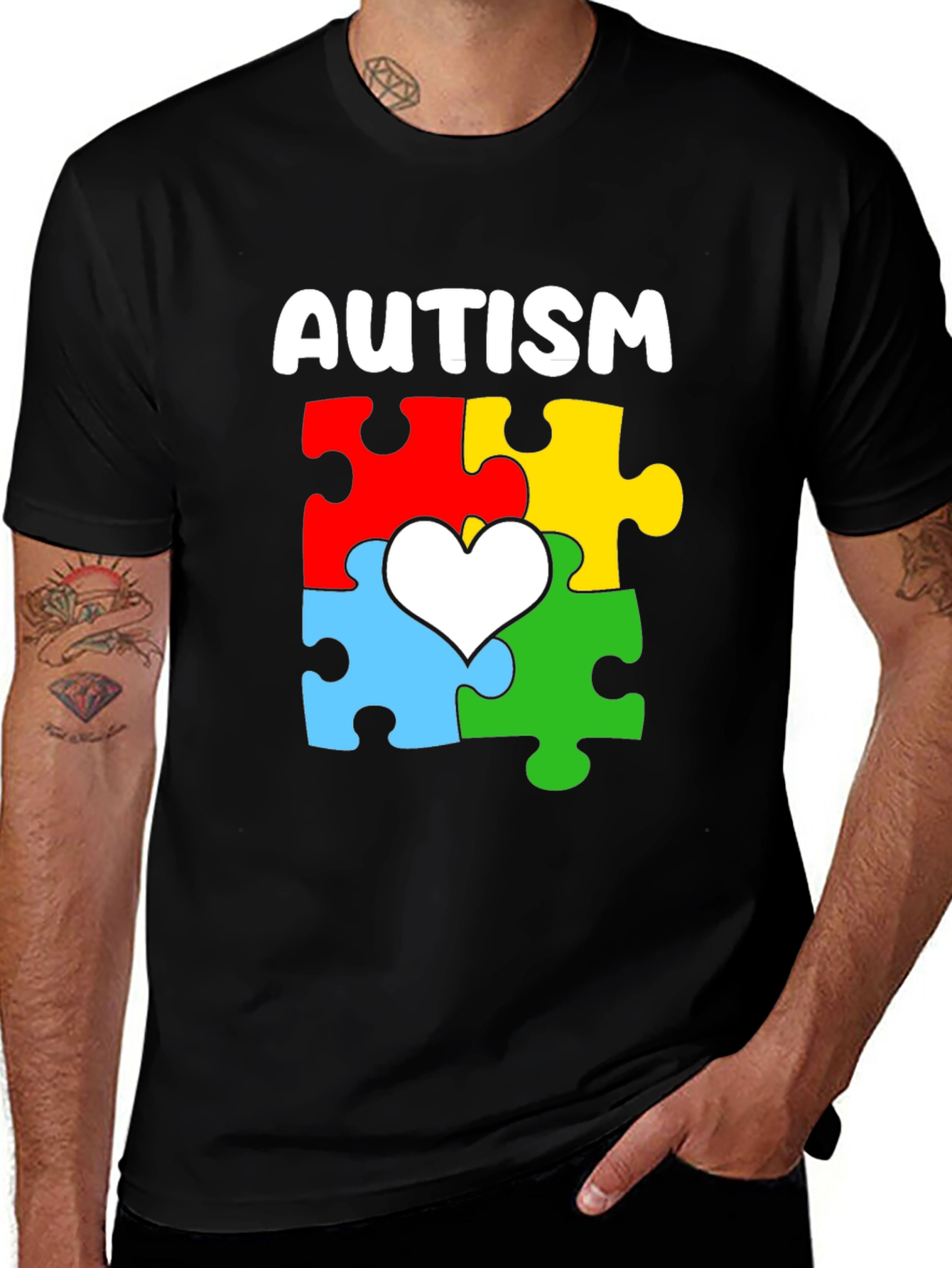 Autism Awareness Puzzle Heart Graphic T-Shirt