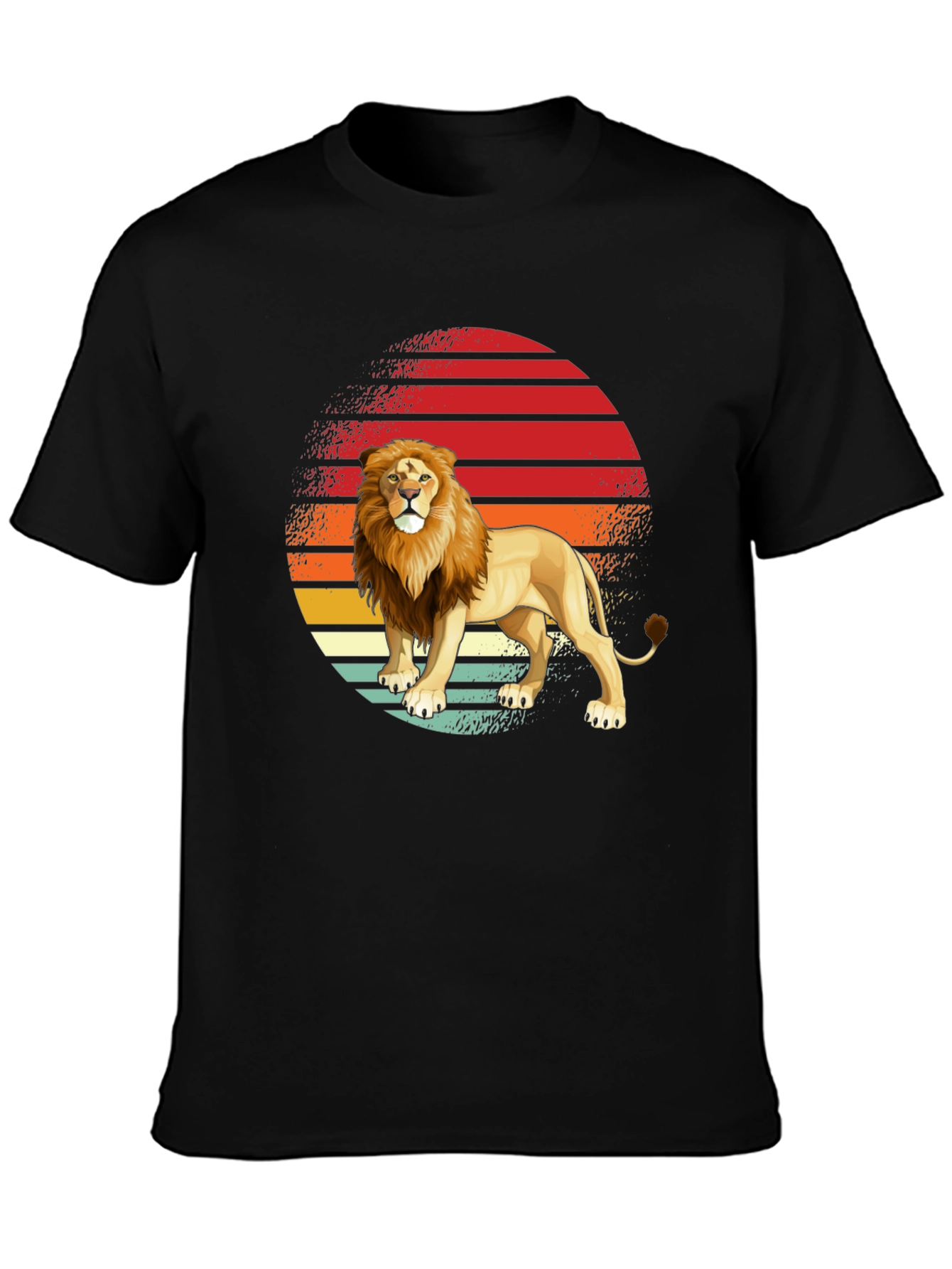 Lion Sunset Graphic Tee - Retro Style