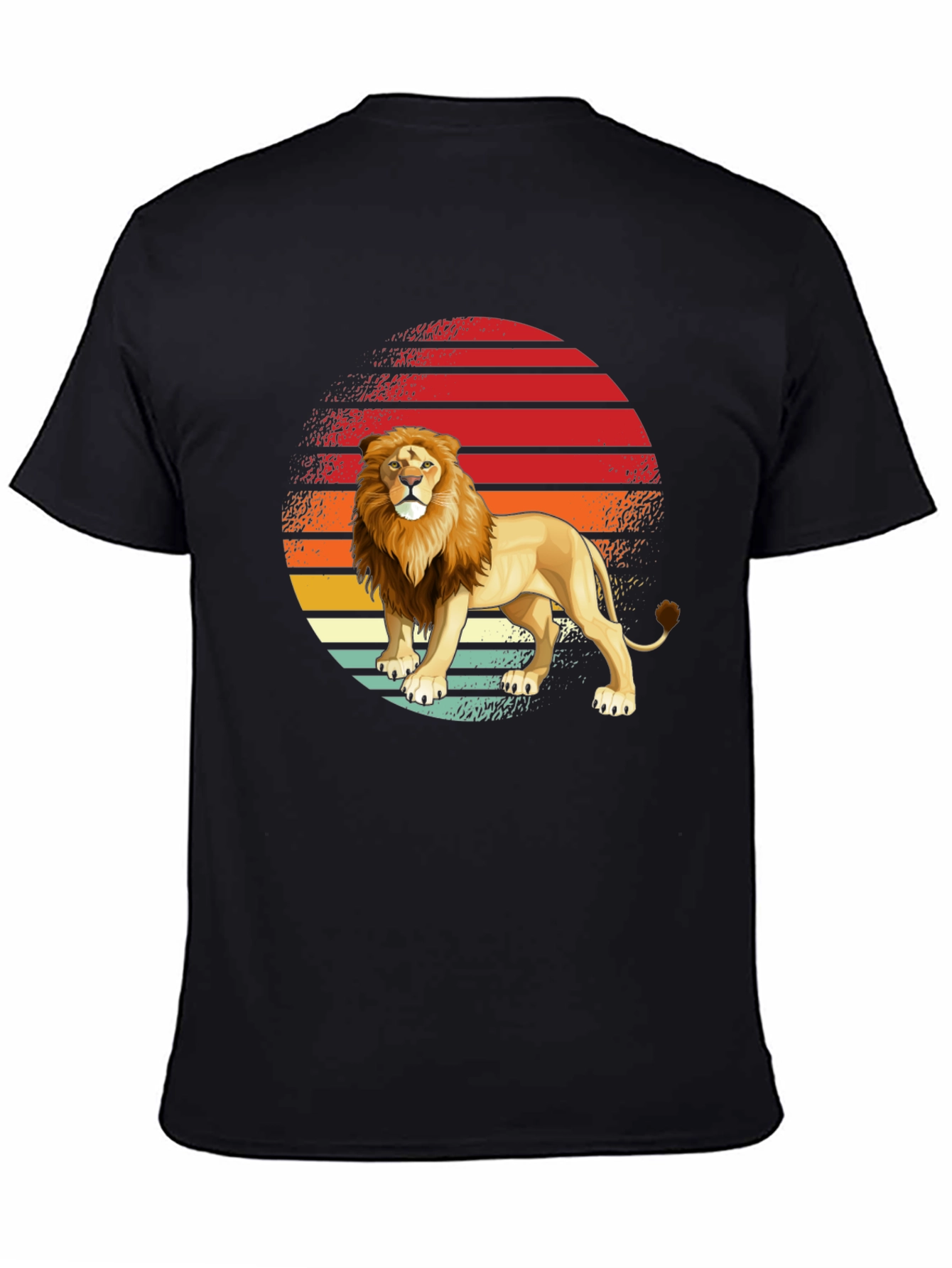 Lion Sunset Graphic Tee - Retro Style