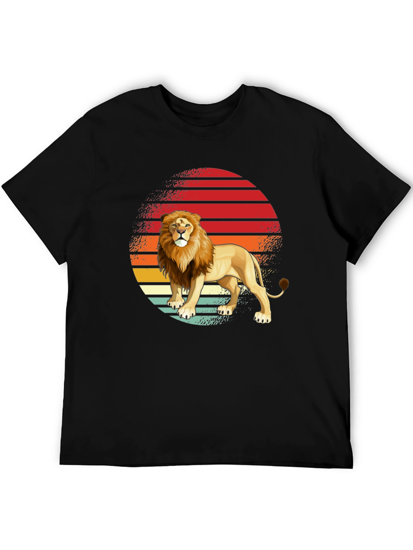 Lion Sunset Graphic Tee - Retro Style