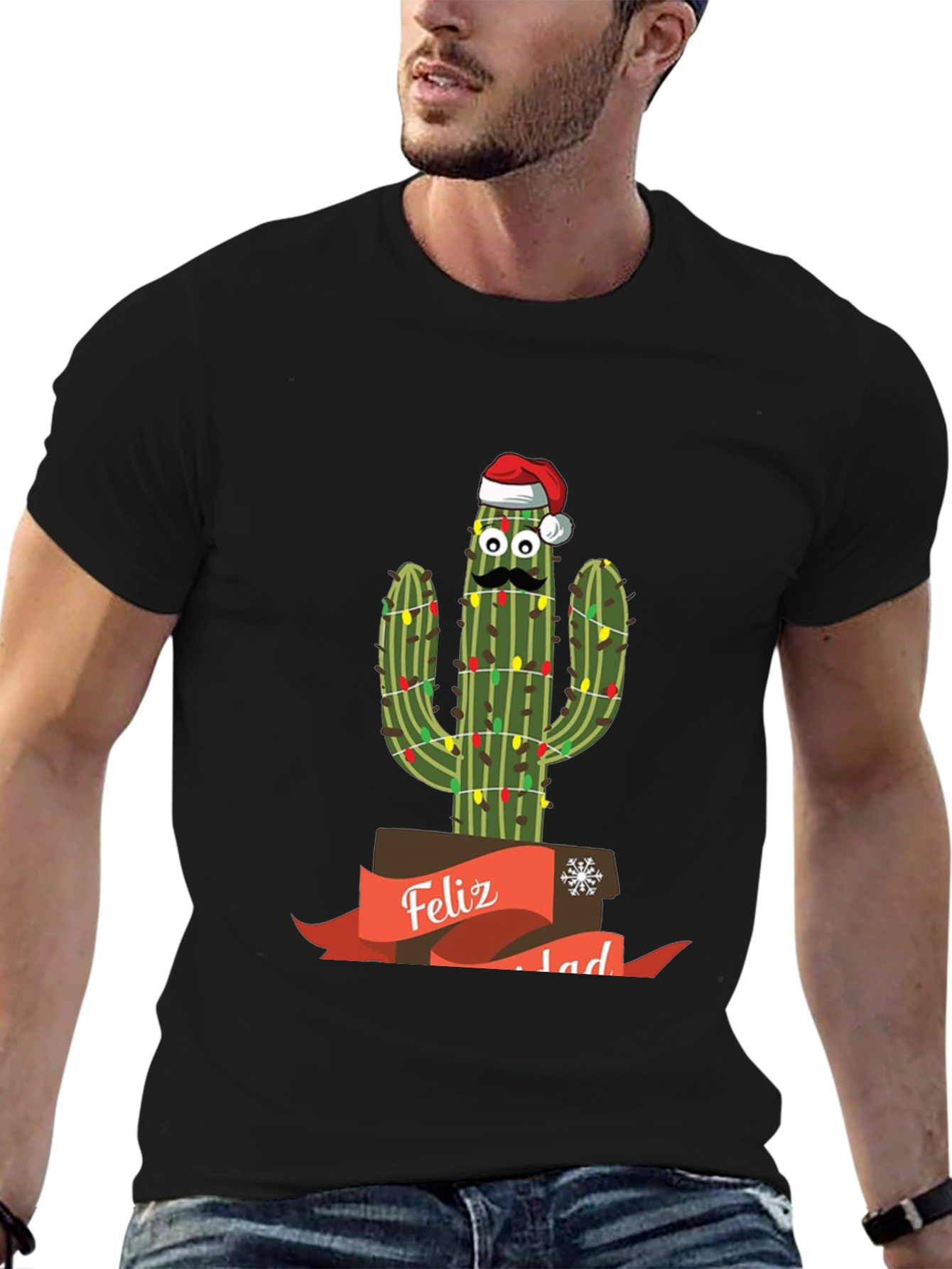 Festive Cactus T-Shirt - Feliz Navidad!
