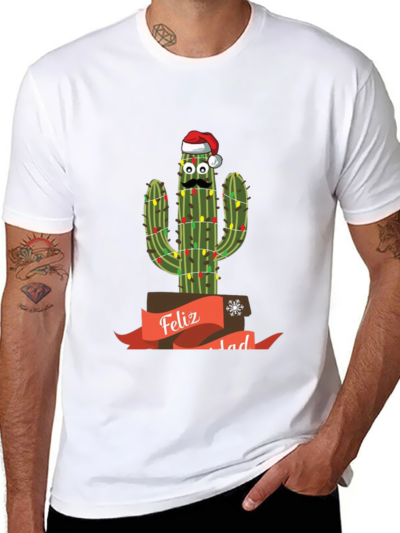 Festive Cactus T-Shirt - Feliz Navidad!