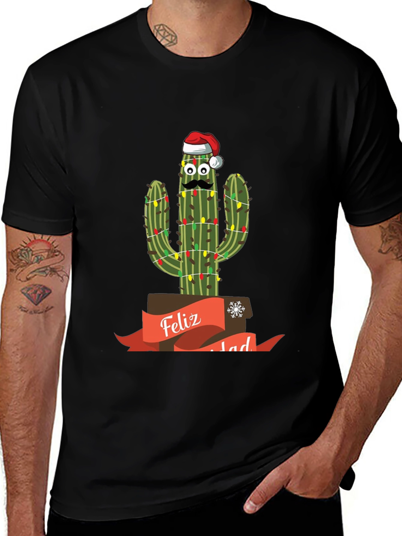 Festive Cactus T-Shirt - Feliz Navidad!