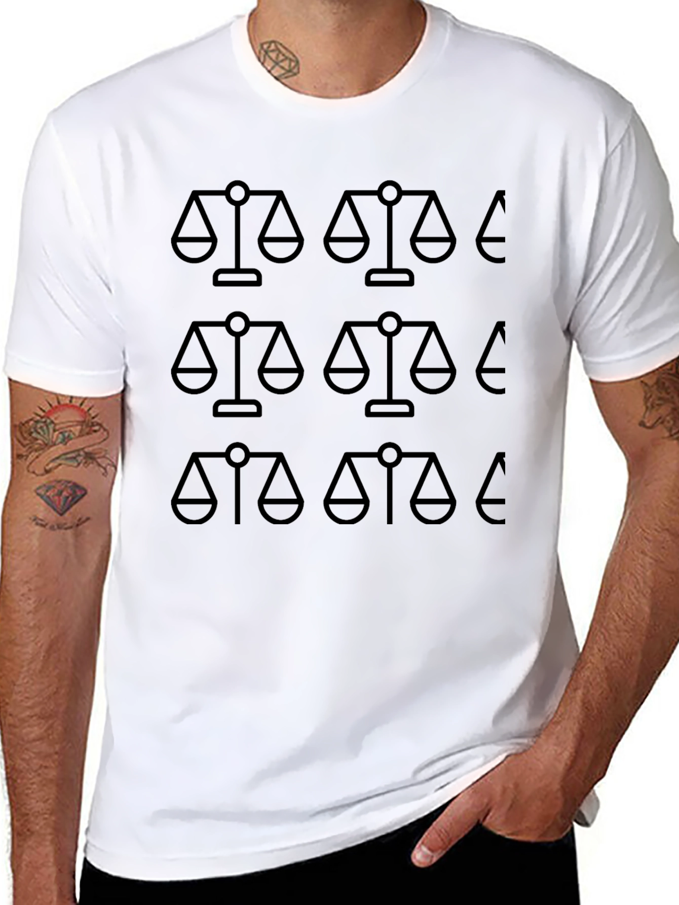 Scales of Justice Pattern T-Shirt - Black