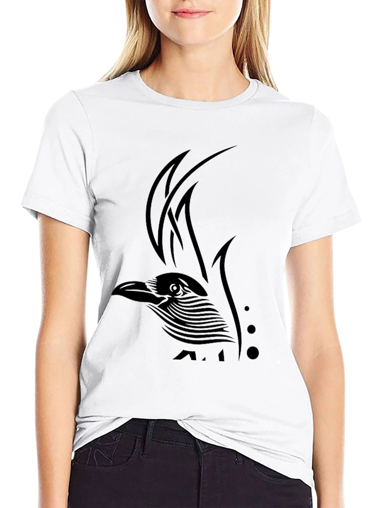Raven Tribal Tattoo Black T-Shirt