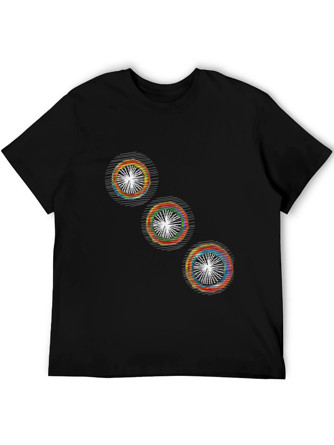 Modern Geometric Graphic Print Black T-Shirt