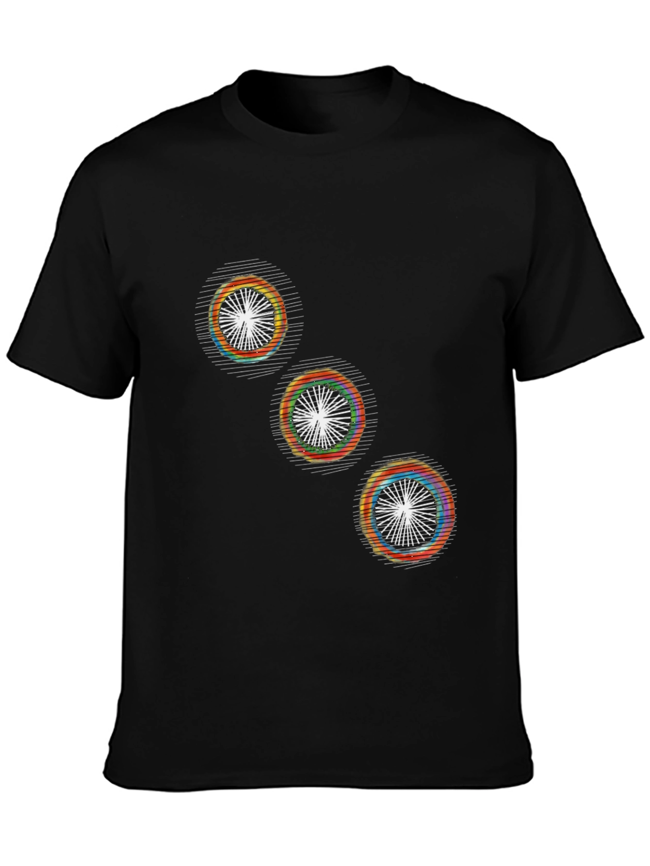 Modern Geometric Graphic Print Black T-Shirt